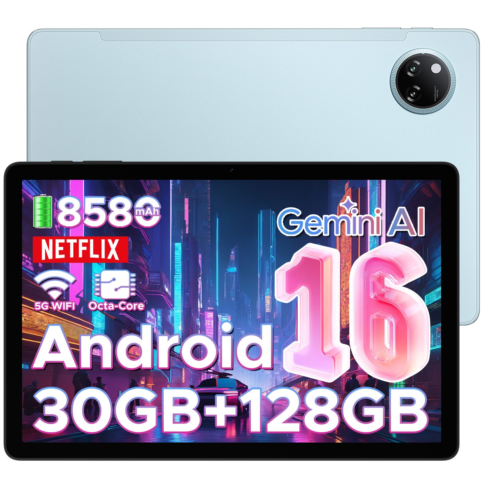 DOOGEE TABA9 PRO+ Android 16 11 Zoll Kinder tablet 6GB+128GB/2TB 8580 mAh Tablet (11", 128 GB, 16, 8580 mAh Akku, 13 MP + 5 MP, WiFi 5, Widevine L1, GPS, Face ID, OTG)