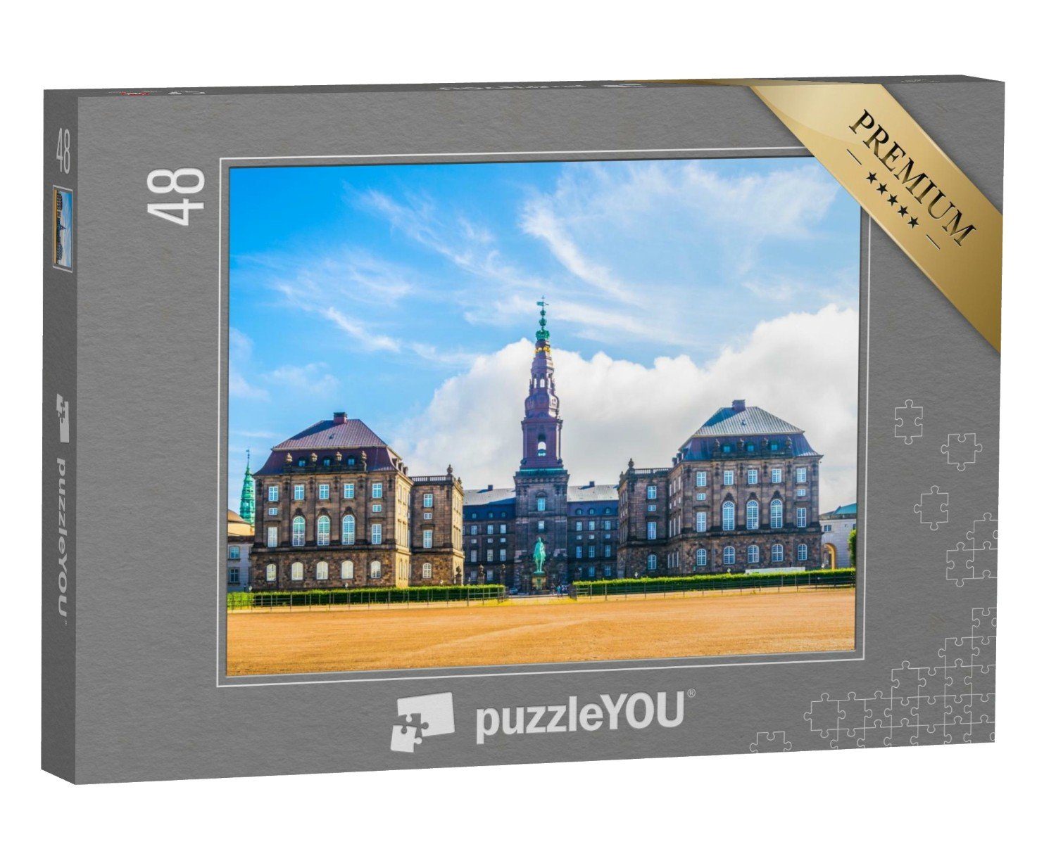puzzleYOU Puzzle Schloss Christiansborg Slot, Kopenhagen, Dänemark, 48 Puzzleteile, puzzleYOU-Kollektionen Skandinavien