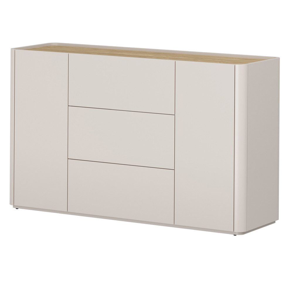 Lomadox Kommode ELOY-141, Kaschmir Beige Eiche Dekor 150 cm grifflos Softclose