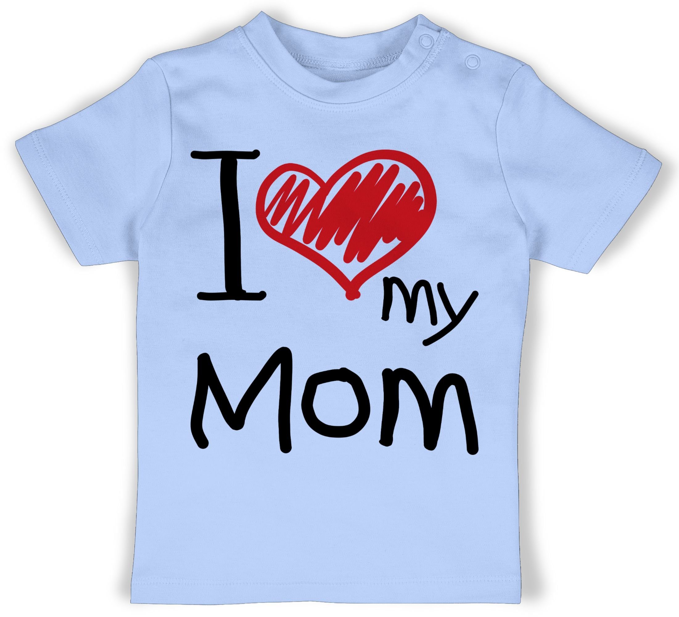 Shirtracer T-Shirt I love my Mom schwarz Muttertagsgeschenk 3 Babyblau