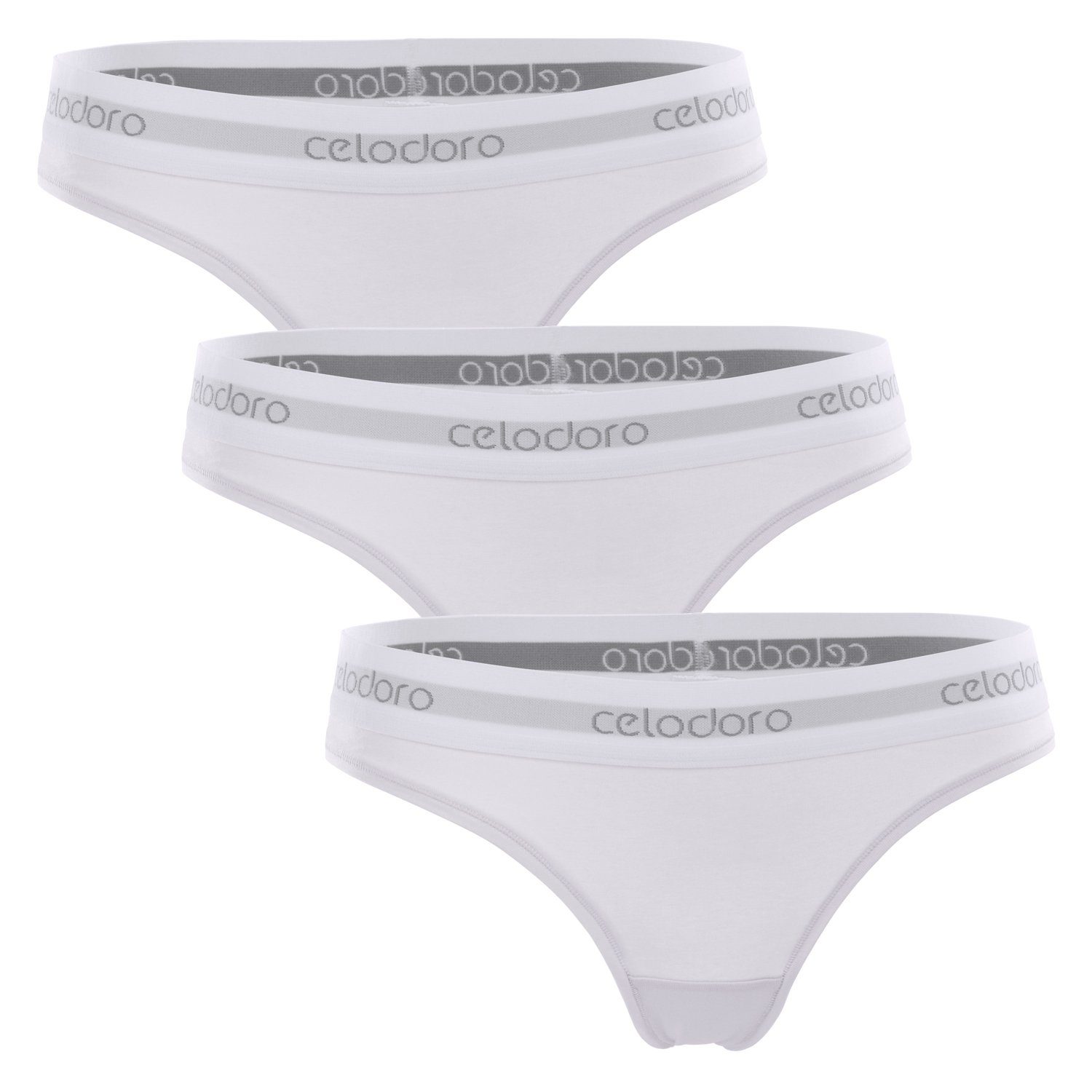 celodoro Tanga Damen Tanga, Webgummi-Bund (3er Pack) Sport Mini-Slip