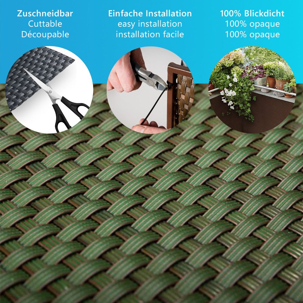 NYVI Balkonsichtschutz Polyrattan Balkon Sichtschutz Privafence Balkonbespannung (1-St) UV-fest, Witterungsbeständig, 100% Blickdicht - Balkonumspannung