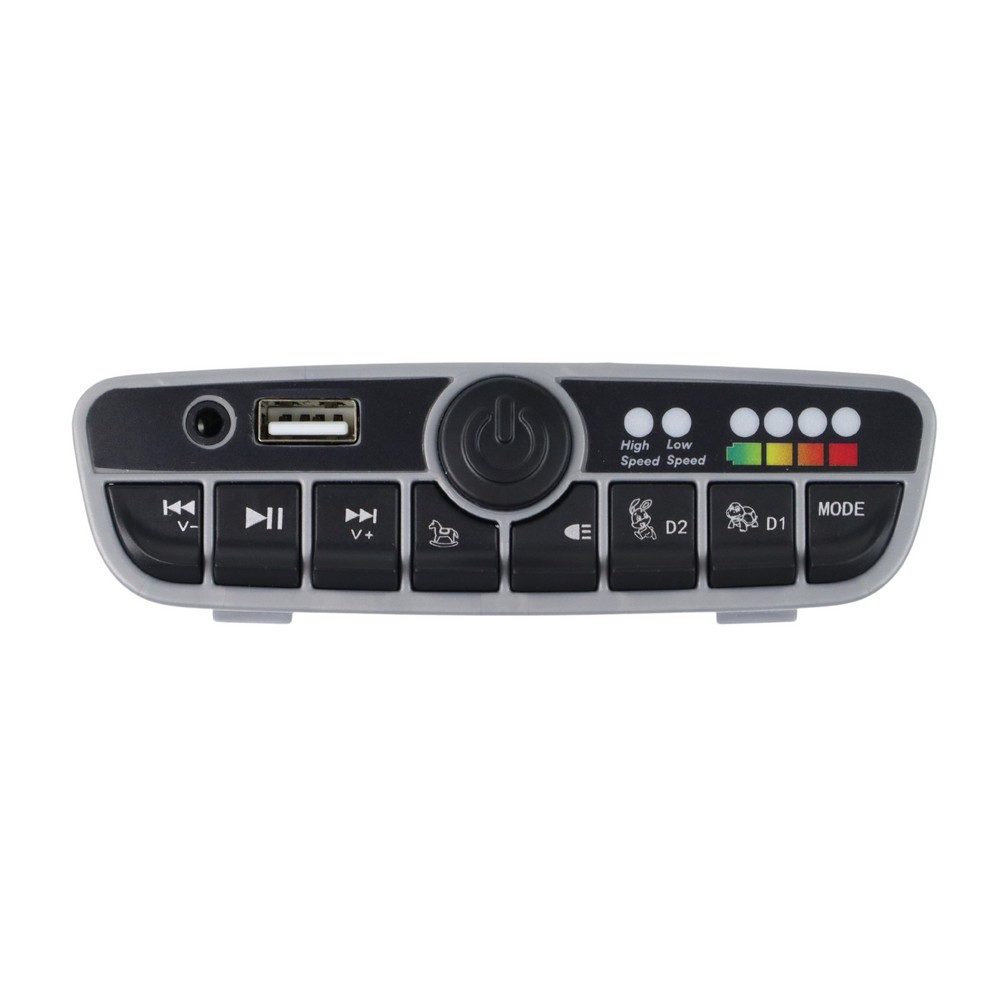 LEAN TOYS Panel Bedienfeld Schaltzentrale Armaturenbrett, USB-Anschluss, AUX-Anschluss, Beleuchtungsschalter, Geschwindigkeitsregelung, Ladezustandsanzeige, Bluetooth, USB, AUX, 24V, Fahrstufen, Ladeanzeige