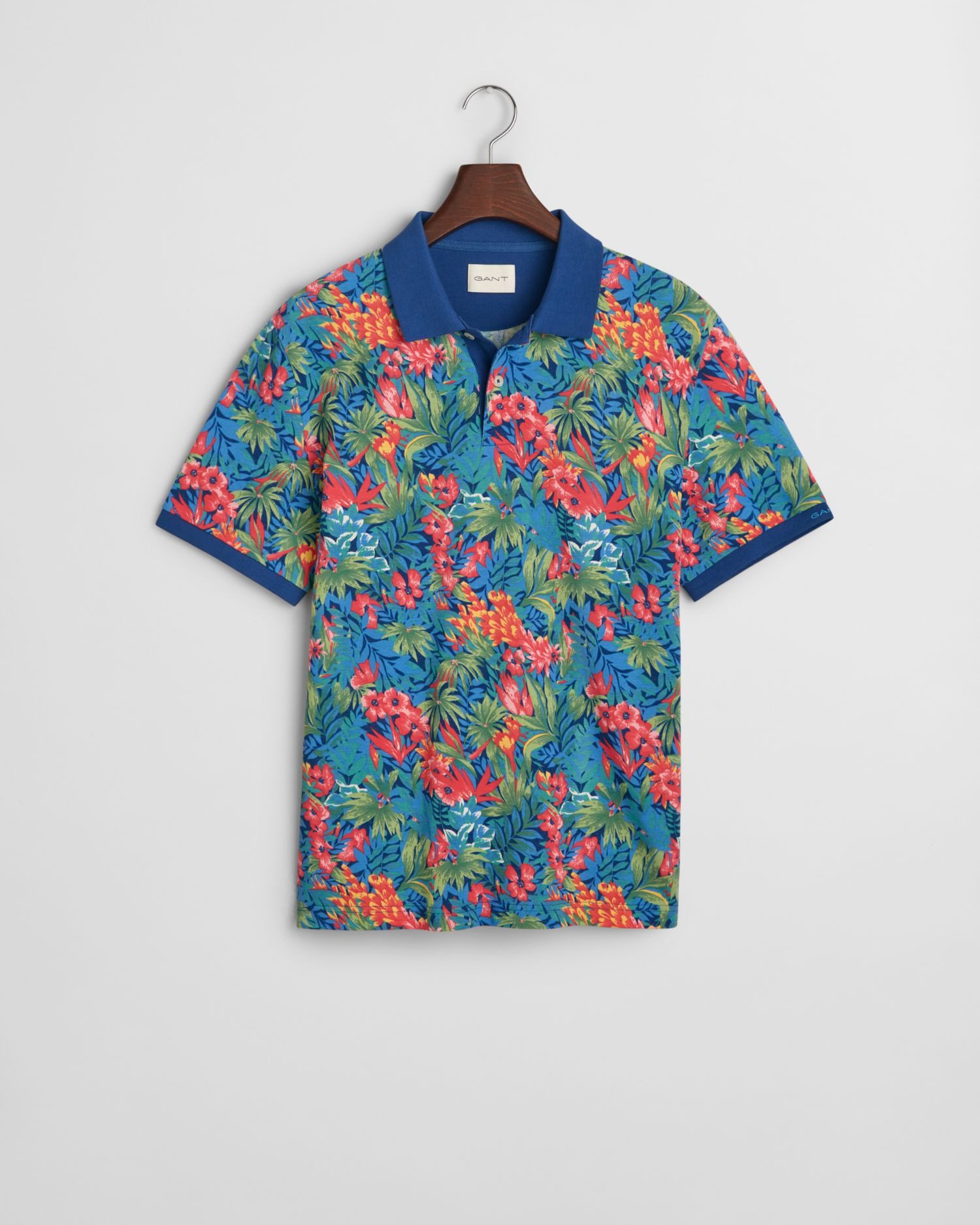 Gant Poloshirt Palm Druck Dusty Navy - Größe XXL günstig online kaufen