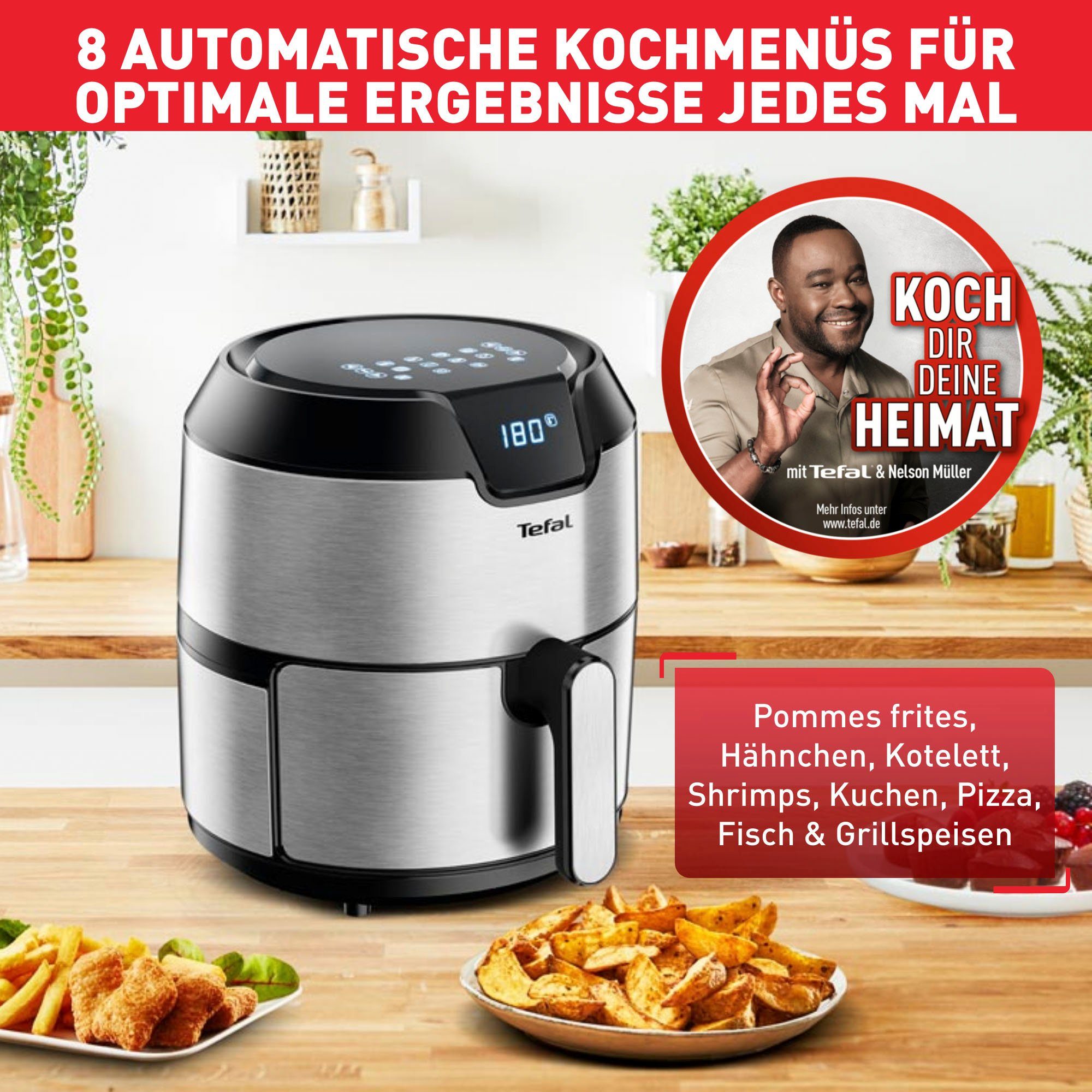 L Programme, Fassungsvermögen, 8 Timer, XL, 4,2 W, ohne automatische EY401D Fry Fett/Öl Easy Deluxe Tefal Heißluftfritteuse 1500