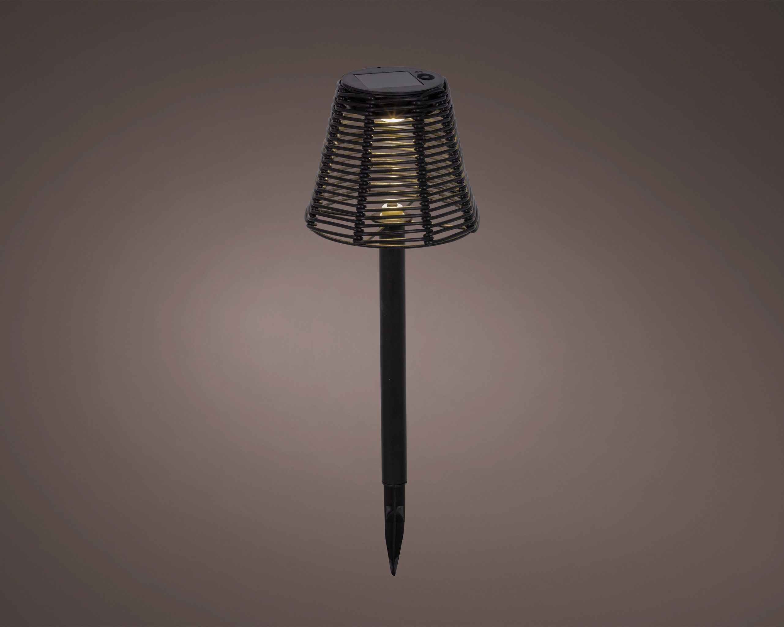 Lumineo LED Solarleuchte, Dauerlicht, warmweiß, Solar LED Außenleuchte 30cm Metall Schwarz / Warmweiß