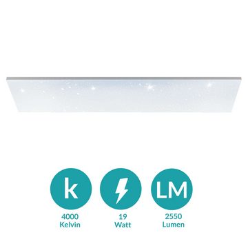 EGLO LED Deckenleuchte Calemar-s, Leuchtmittel inklusive, Deckenlampe, Kristall-Effekt, für Büro und Küche, neutralweiß, 100 cm