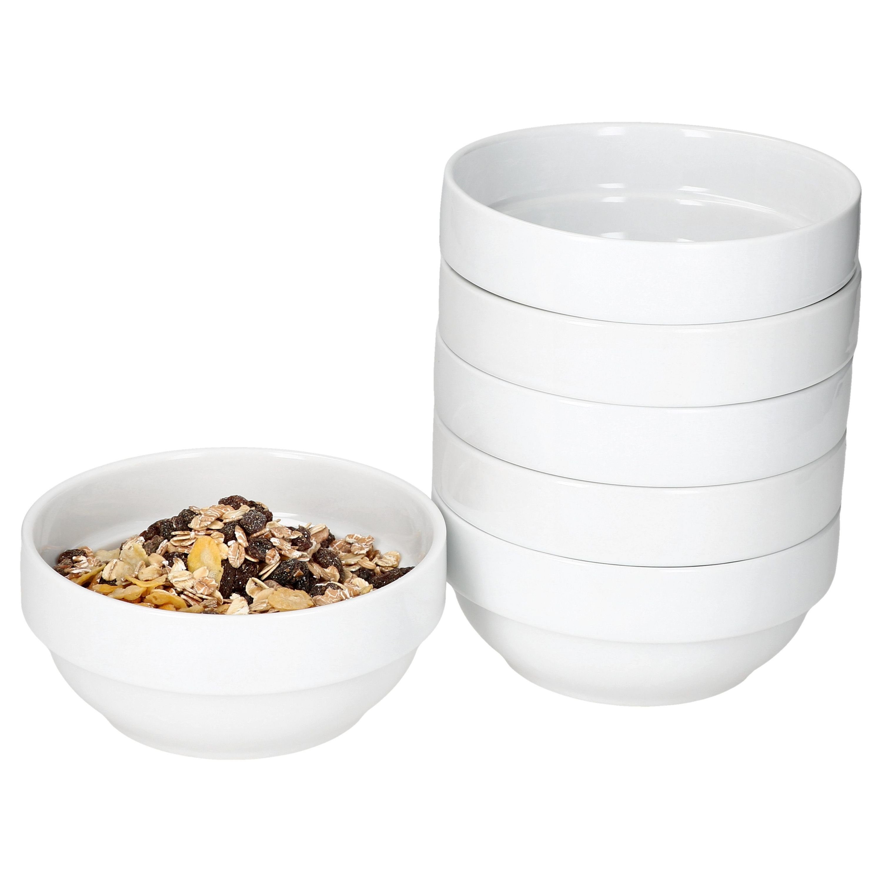 Servierschale 6er Set Tommy Schale Ø14,2cm weiß 360ml Porzellan stapelbar
