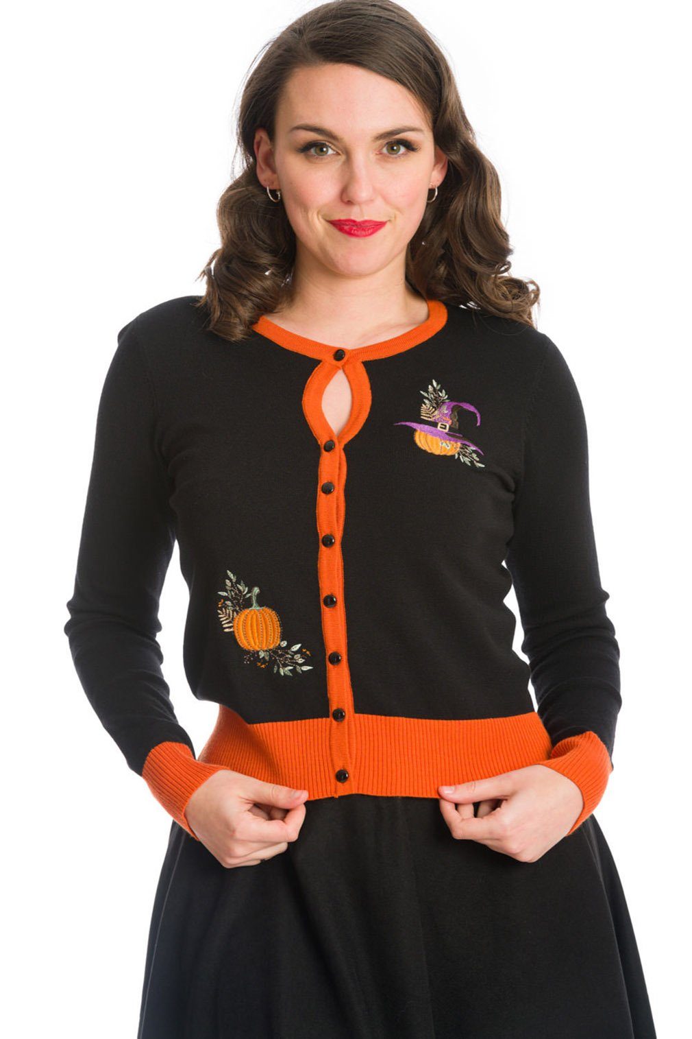 Banned Strickjacke Pumpkin Witch Spooky Halloween Cardigan