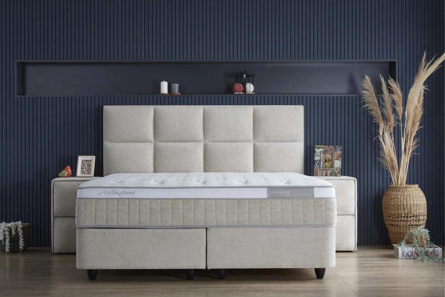 Pointhome Boxspringbett mit Bettkasten, Bett mit Matratze, Boxbett, 180x200 160x200 140x200 (1 Bettkopfteil, 1x H3/H4Matratze, 2 Bettkasten, 2 optionale Nachttisch), Topper und Stauraum