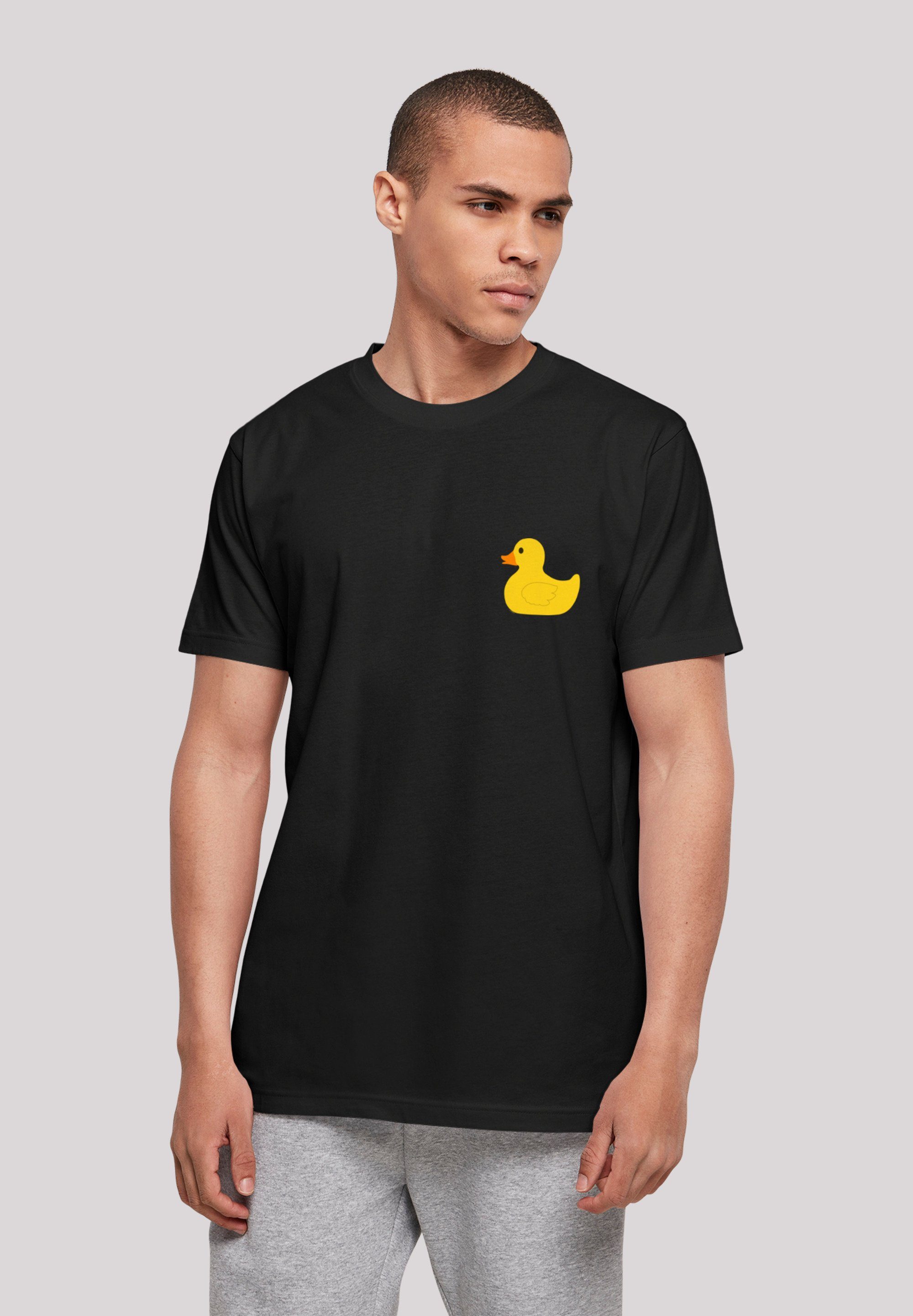 F4NT4STIC Duck Rubber Hals Doppelnähte T-Shirt und Rippbündchen TEE am UNISEX Yellow am Saum Print,