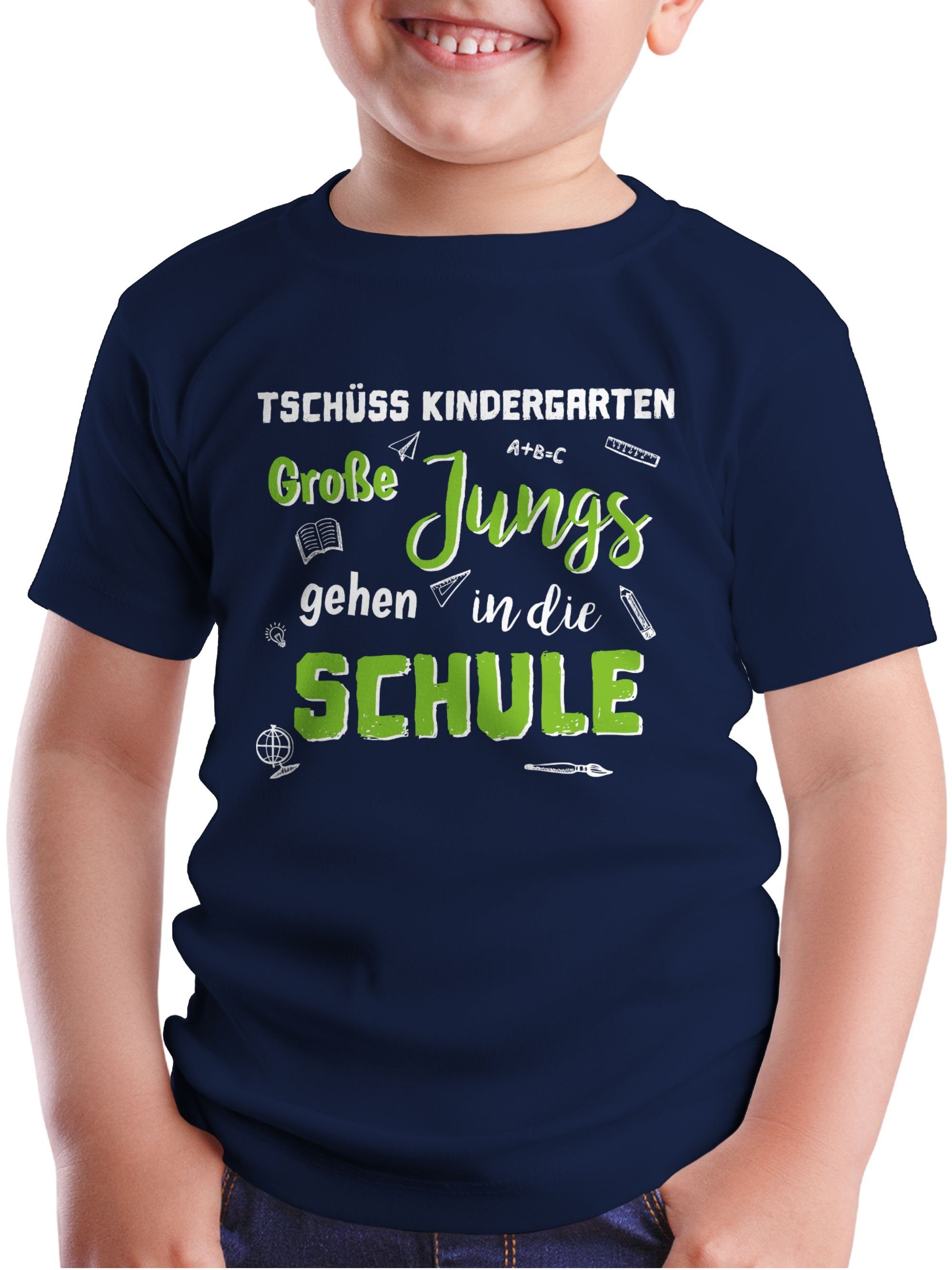 Shirtracer T-Shirt Tschüss Kindergarten Große Jungs gehen in die Schule Einschulung Junge Schulanfang Geschenke – Bild 3 von 5