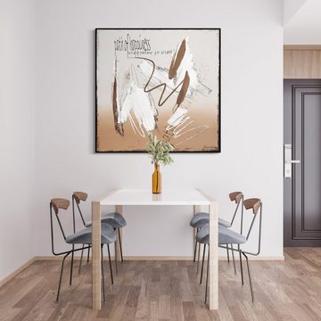 YS-Art Gemälde Der Weg zum Glück, Braunes Quadratisches Leinwand Bild Handgemalt mit Rahmen