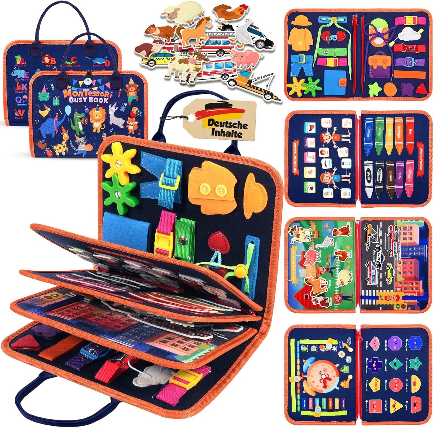 FELIXLEO Steckpuzzle Montessori Busy Board Spielzeug 1-3 Jahre Lernspiel Geschenk, Puzzleteile