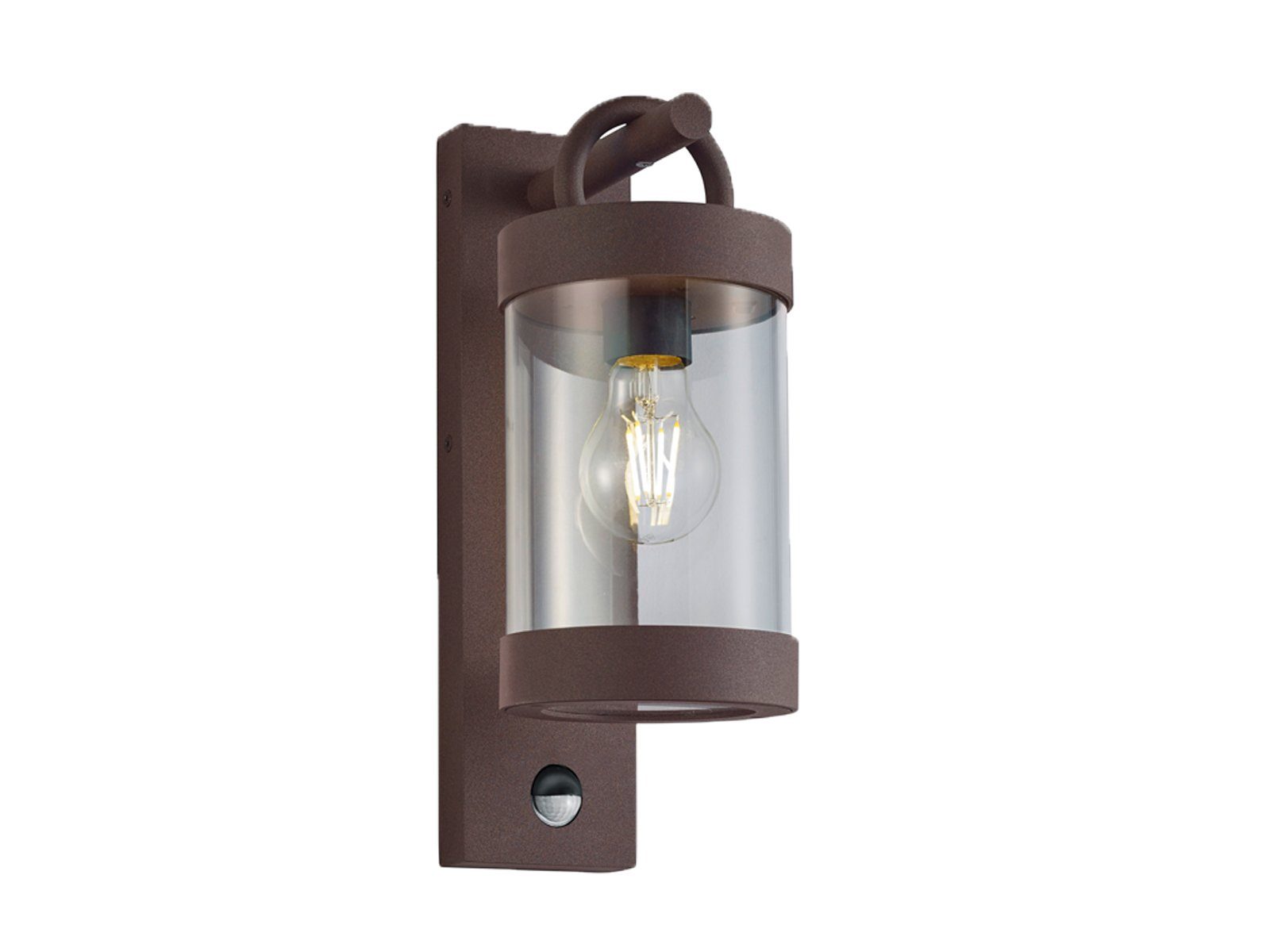 TRIO Leuchten LED Außen-Wandleuchte, Bewegungsmelder, LED wechselbar, Warmweiß, Landhausstil Wand Außenleuchte aus Aluminium Rostoptik, Höhe 33cm