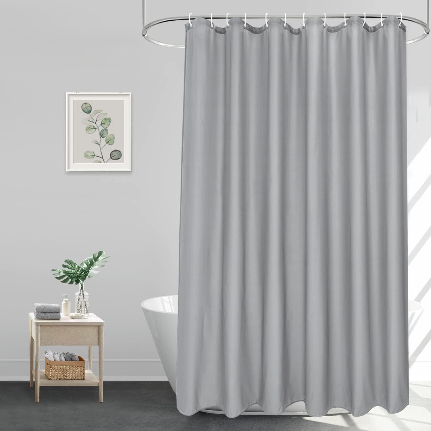 FELIXLEO Duschvorhangringe EurCross Duschvorhang Grau 180x200 Textil Badewanne Stoff Wasserdicht, (1-St)