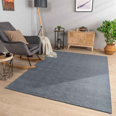 Teppich Wohnzimmer Teppich Esszimmer Kurzflor Geometrisches Muster Skandi, TT Home, eckig, Höhe: 14 mm