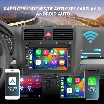 Hikity 7-Zoll 2.5D HD 2G + 64G 2Din Autoradio VW Golf 4 Polo Sharan Jetta Autoradio (Kabelloses Apple Carplay Bluetooth, Navi, SWC + Rückwärtsfahren, Für VW Golf 4 Bora Polo MK5 Sharan Jetta MK4)