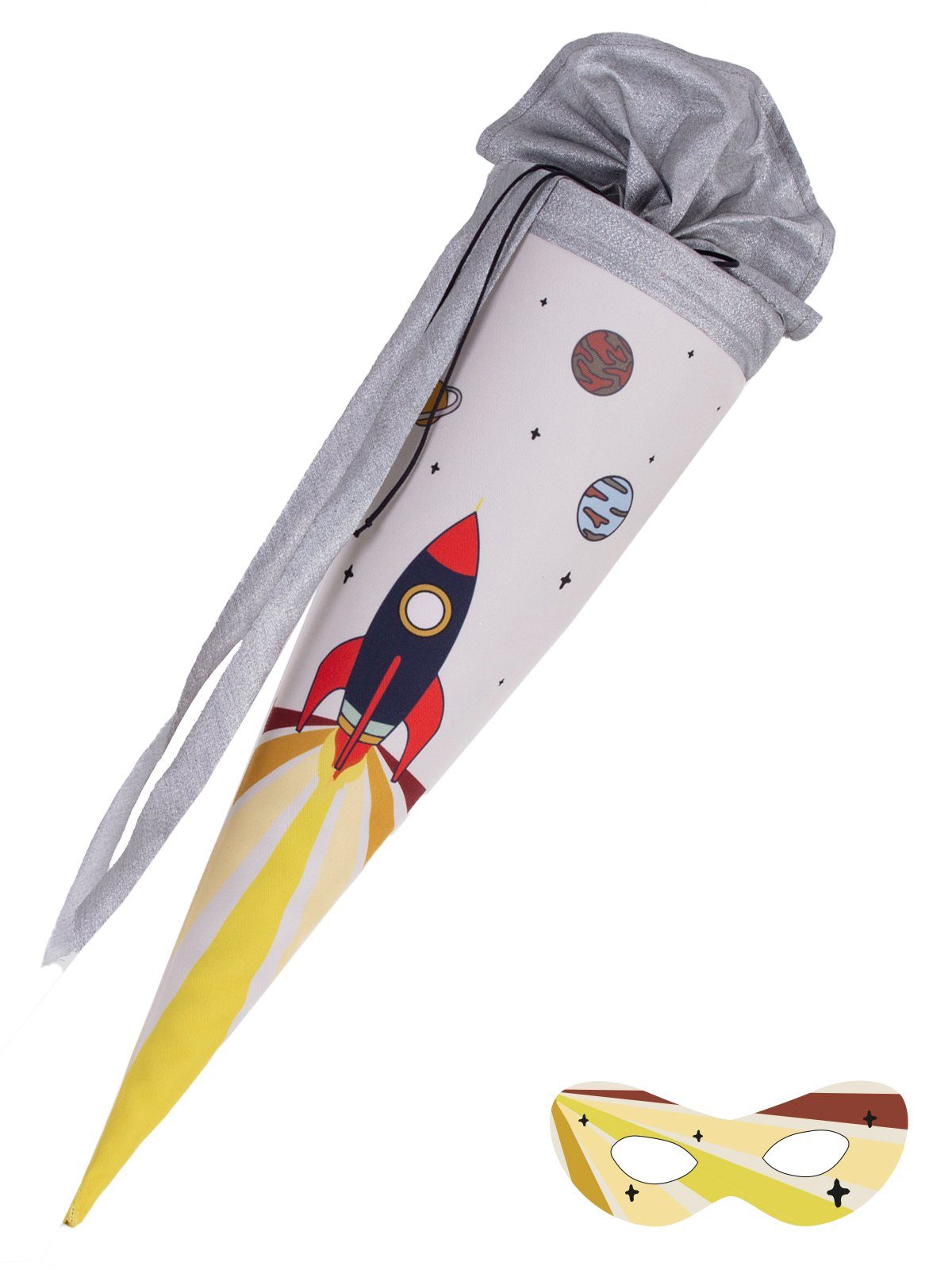 Schultüte Rakete 70 cm mit Superheldenmaske - Personalisierung möglich