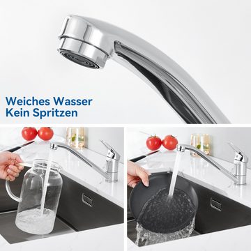 AuraLum pro Küchenarmatur Hochdruck Küchenarmatur Einhebelmischer Wasserhahn 360° Schwenkbar
