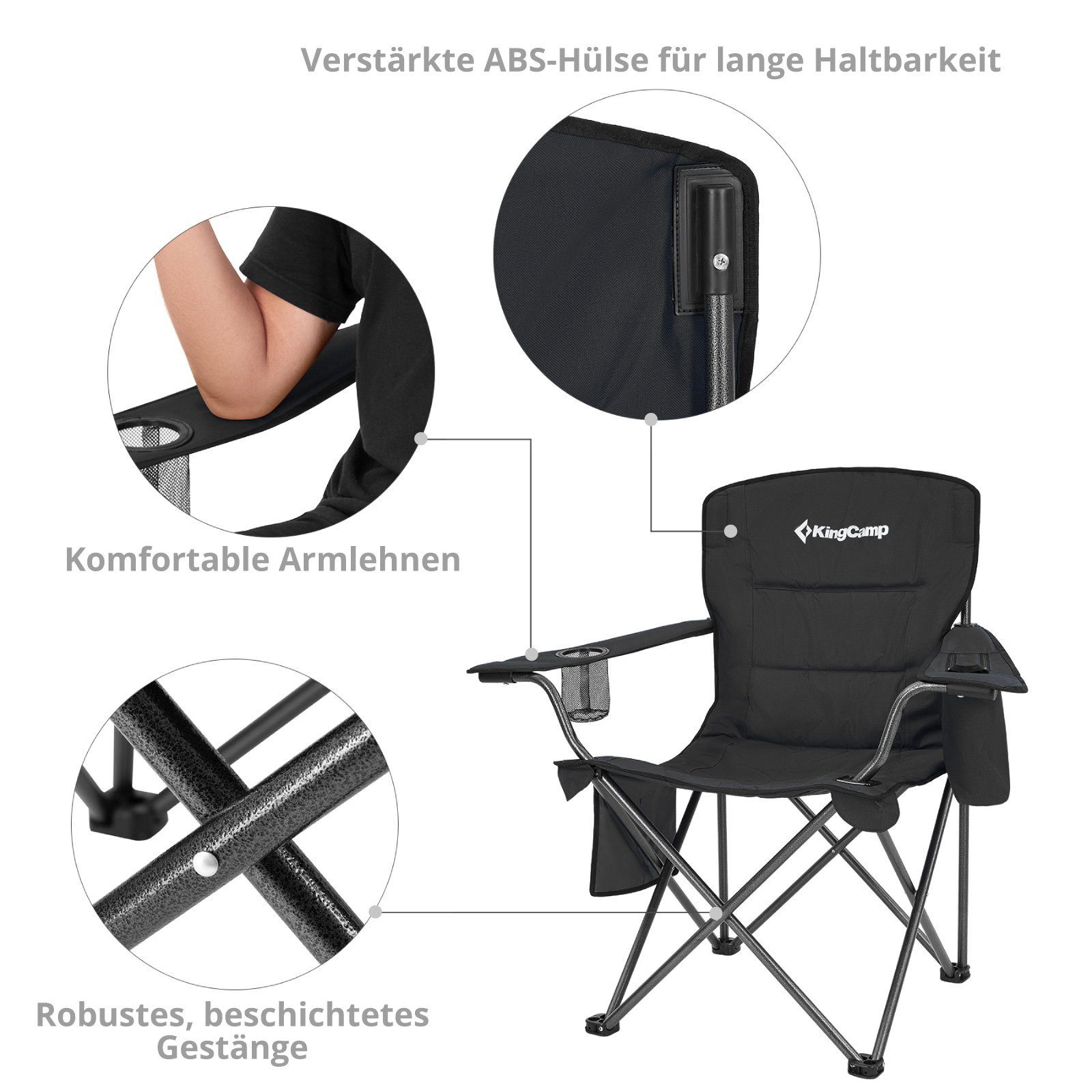 KingCamp Campingstuhl Campingstuhl Oakdale Faltstuhl XL - Strand Klappst