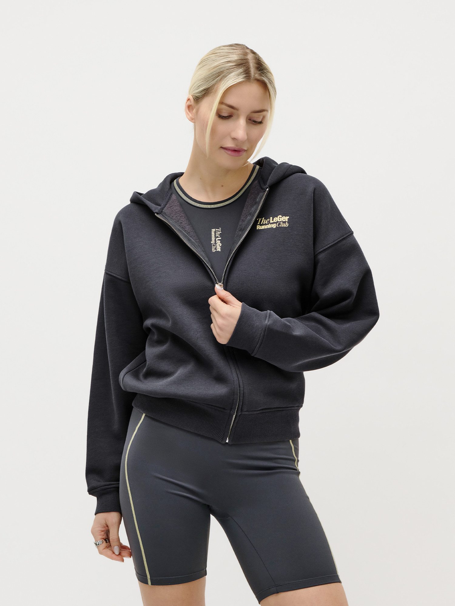 LeGer Kapuzensweatjacke Admira, LeGer by Lena Gercke Baumwoll-Mix, mit Backprint & Kontrastdetails