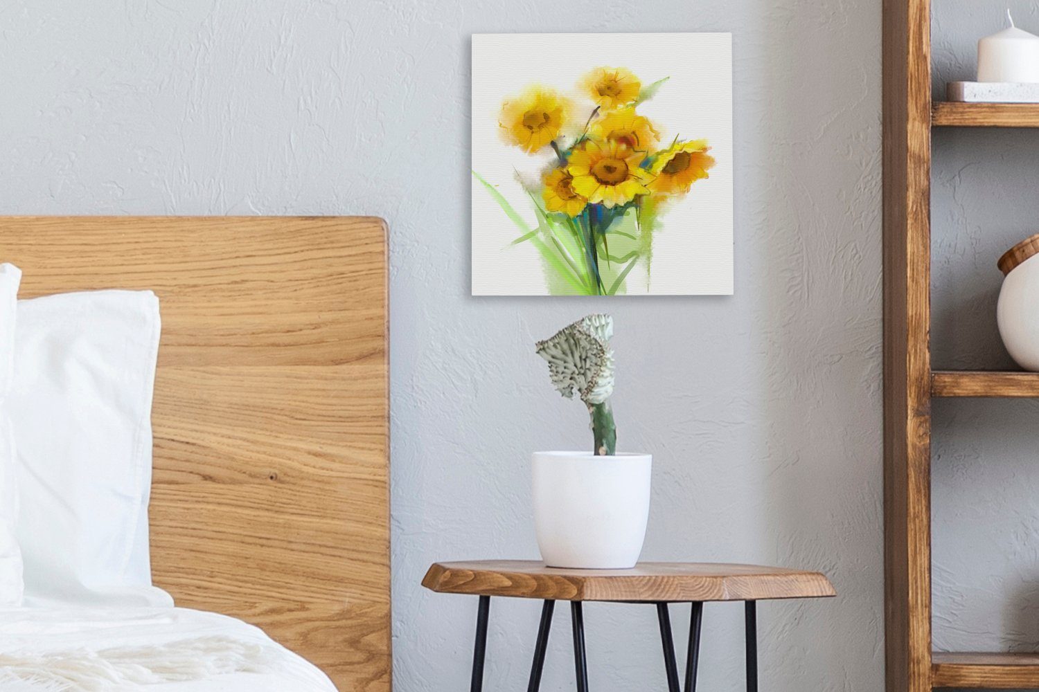 Leinwandbild Wohnzimmer - Ölfarbe Bilder - Schlafzimmer Leinwand St), Farben, für (1 OneMillionCanvasses® Sonnenblumen
