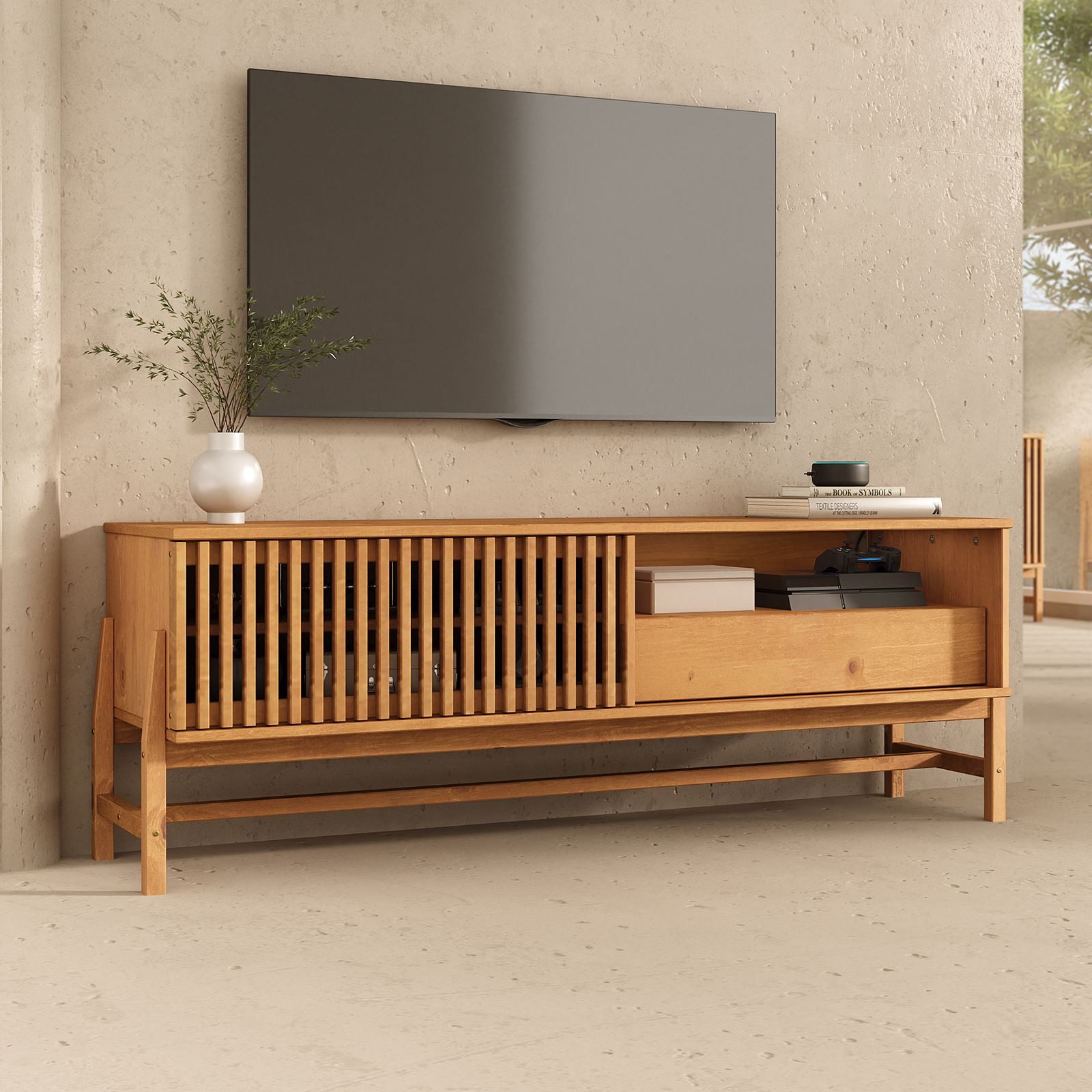 IDIMEX Lowboard ADAMO, Sideboard 145 cm aus Massivholz mit Lamellen-Schiebe günstig online kaufen