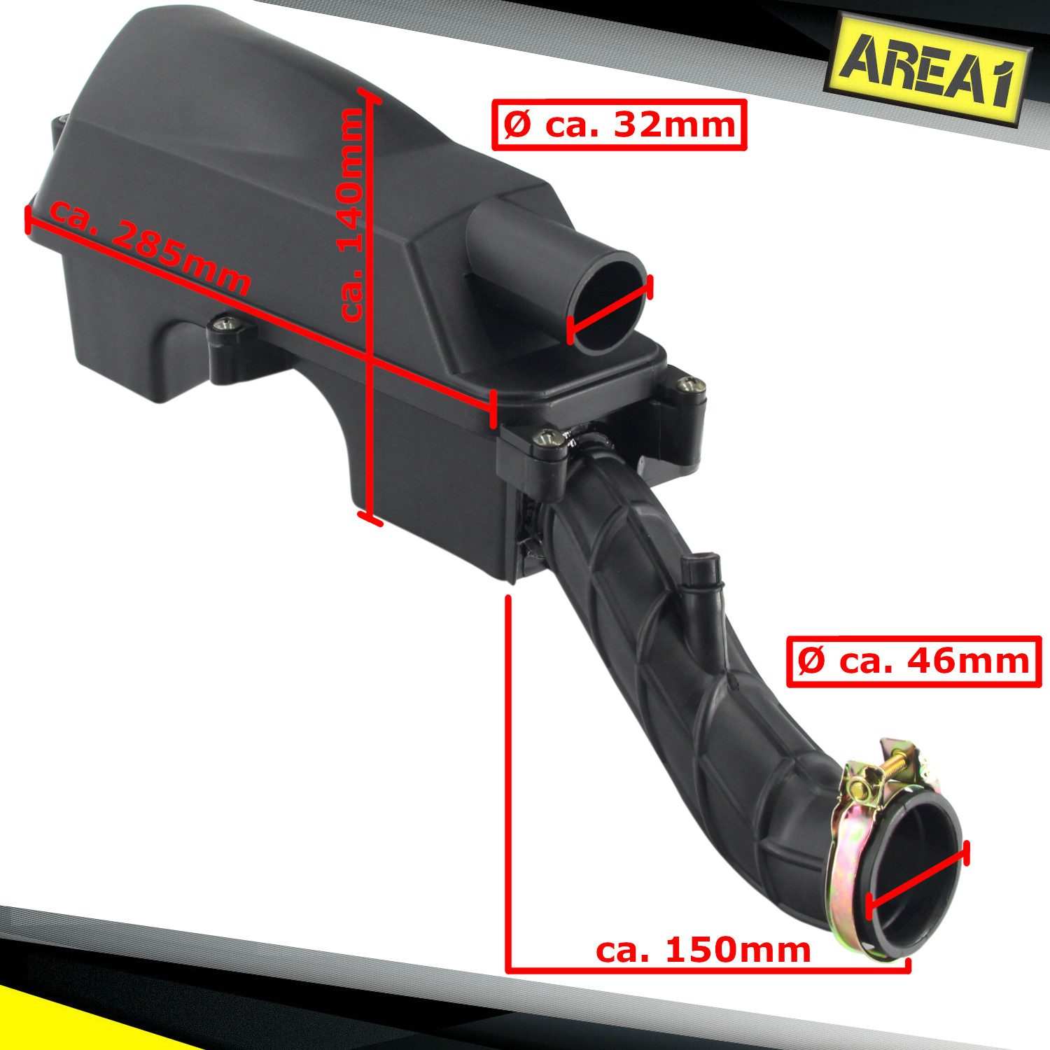 Area1 Luftfilter Ersatz Luftfilter + Luftfilterkasten GY6 50ccm China 4Takt 10 Zoll, Kompatibel mit ATU Explorer AGM Baotian Rex RS Nova Motors