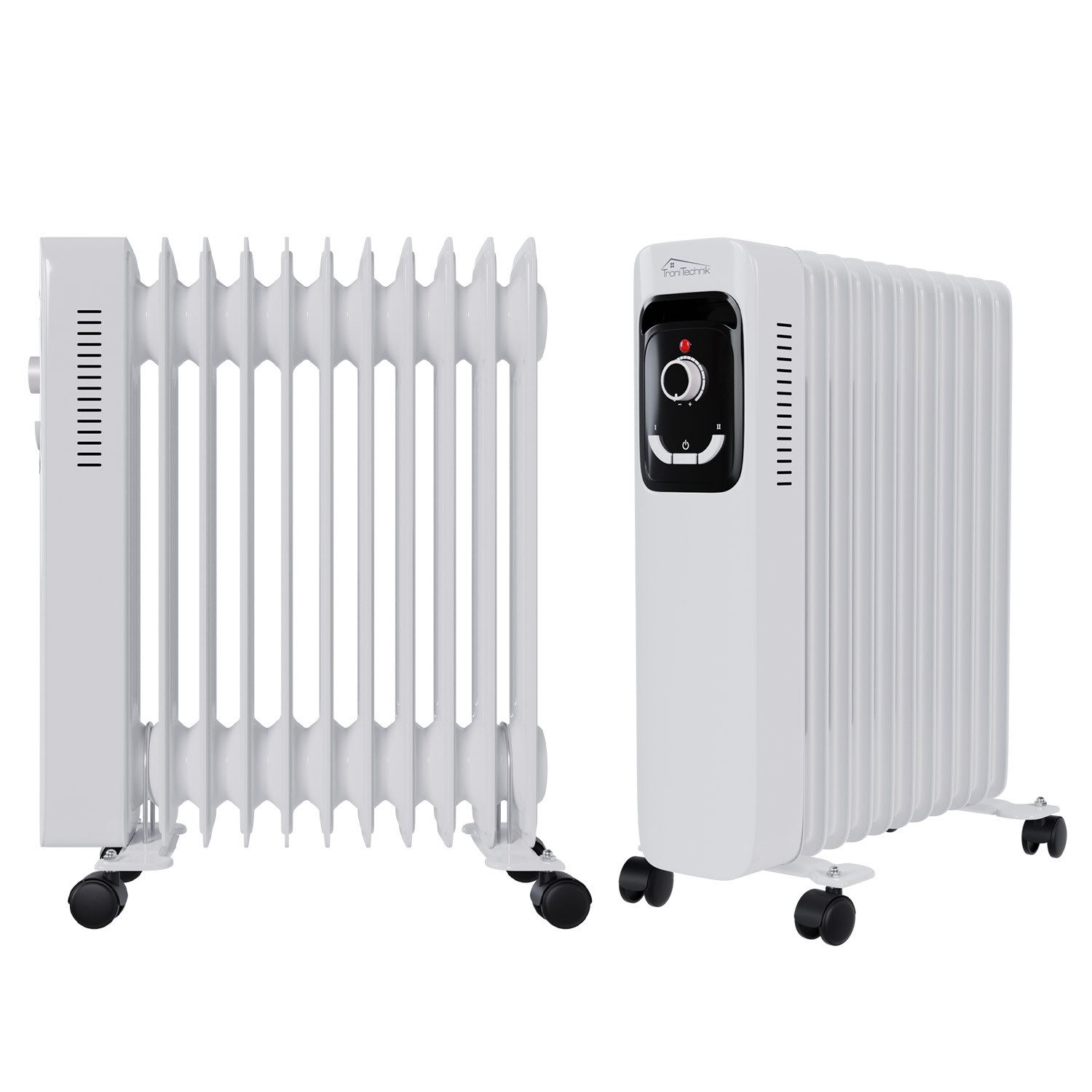 TroniTechnik Heizgerät Ölradiator in weiß, mobile Elektroheizung 11 Rippen, 2500Watt, 2500 W, energiesparend, Elektroheizung, 2500 Watt, 3 Stufen