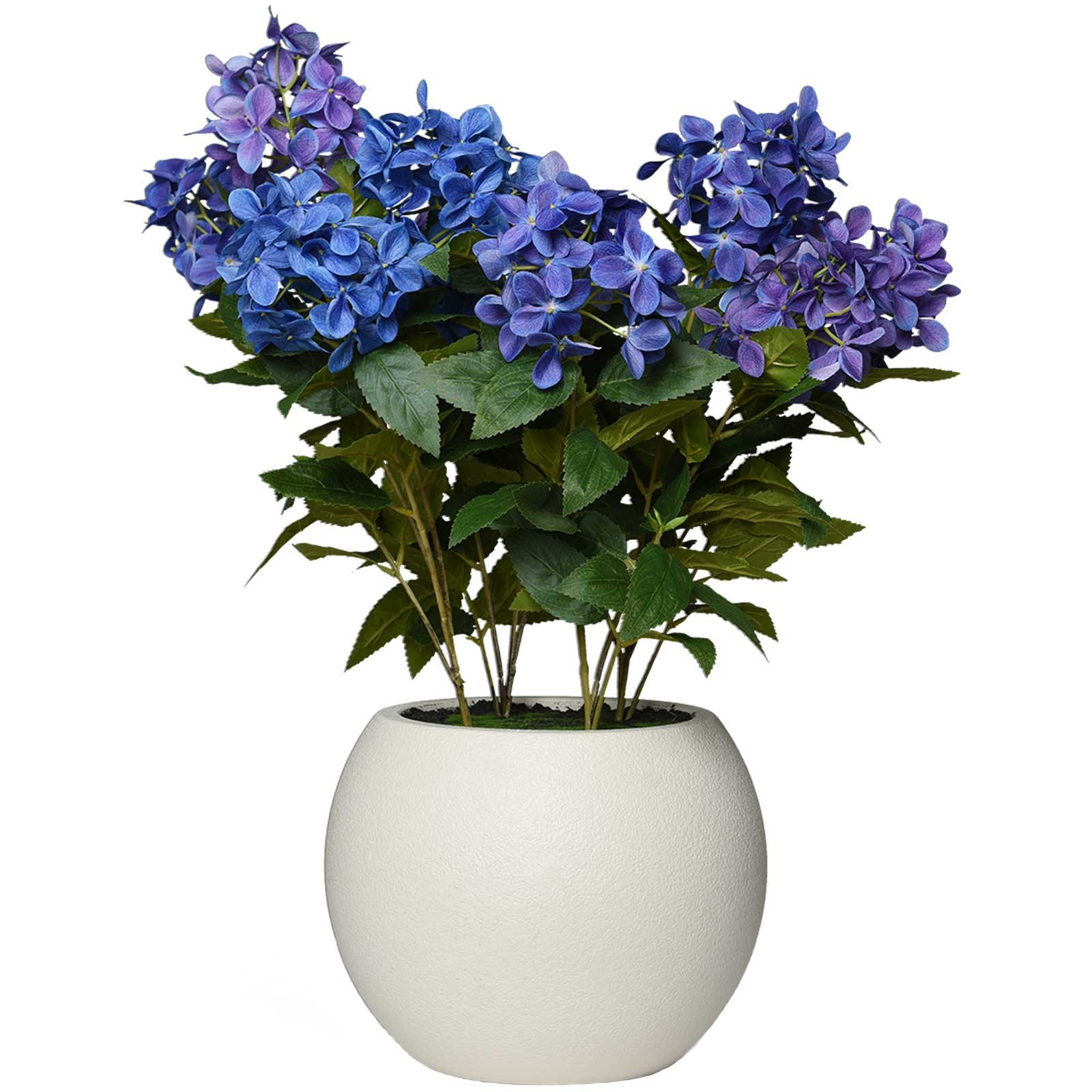 Kunstpflanze Kunststoff HYDRANGA MIT DEKOTOPF Organisch - Blau Naturgetreu, VIVANNO, Höhe 60 cm, 60x60 cm