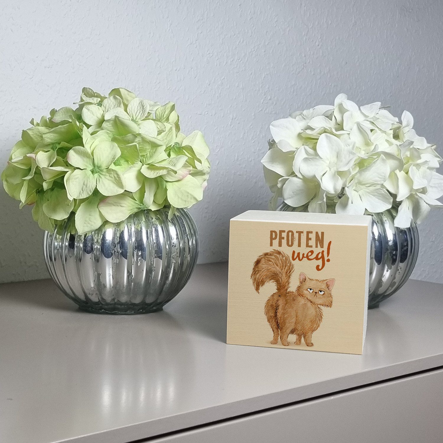 speecheese Spardose Katze Spardose aus Holz mit Spruch Pfoten weg