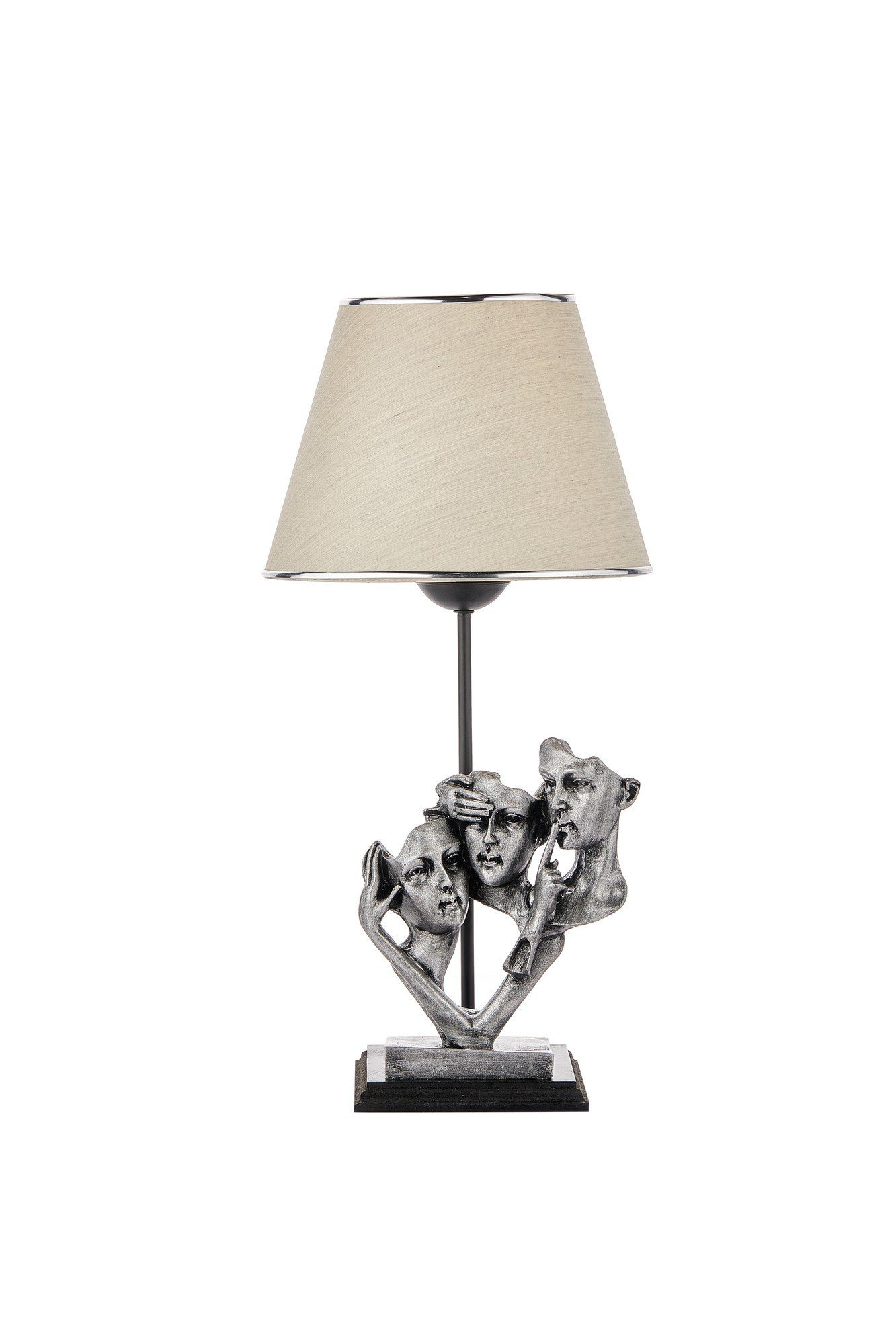 25 cm, Opviq Schreibtischlampe Holzbasis Silber, PLY185FLH,