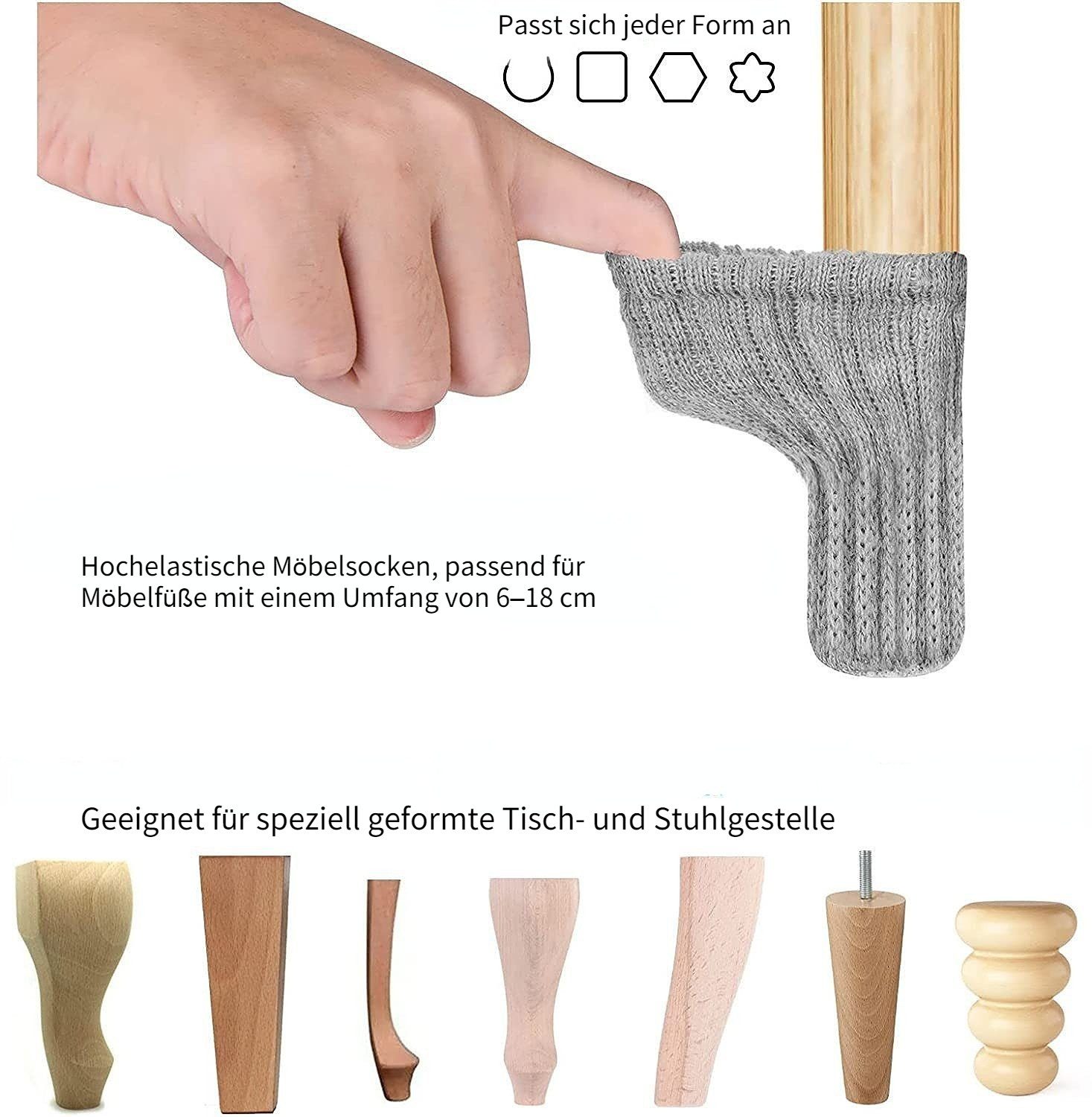 Blusmart Stuhlsocke 12/24-teilige Stuhlbeinkappe, (Hochelastische Möbelsocken, 1 St), Stuhlbeinschoner( Möbel, Stuhlbeine, Tisch)