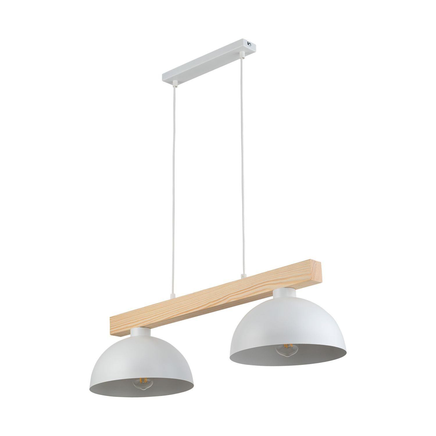 Licht-Erlebnisse Pendelleuchte HIMO, ohne Leuchtmittel, Balken Weiß E27  Metall Holz Skandinavisch für Esstisch | Deckenlampen