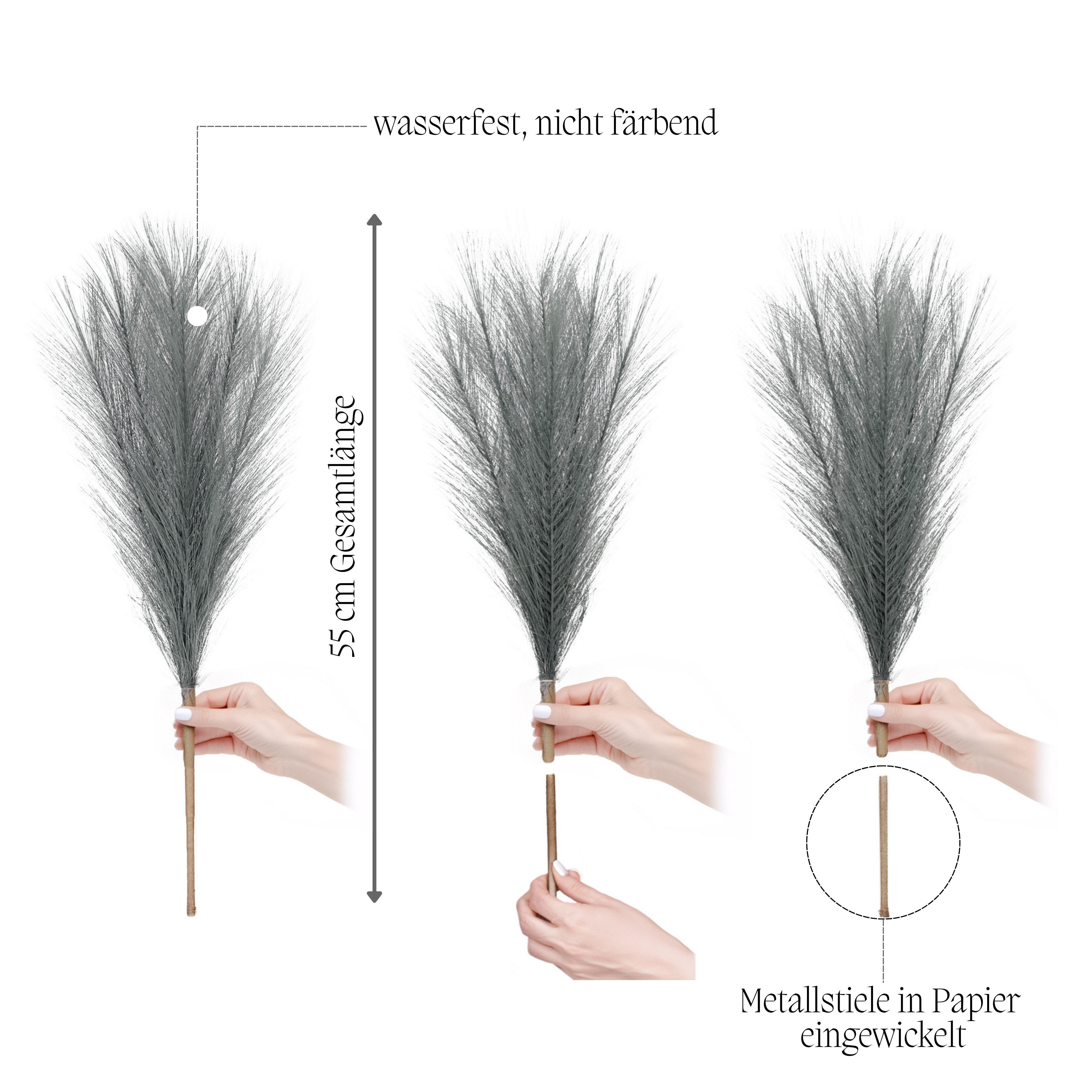 Kunstblume Pampasgras Groß Pampasgras Künstlich Pampasgras Schwarz Pampasgras Xxl Pampasgras, Nina-Maria's Deko Gold, Höhe 55 cm, 5er Set in verschiedenen Farben erhältlich