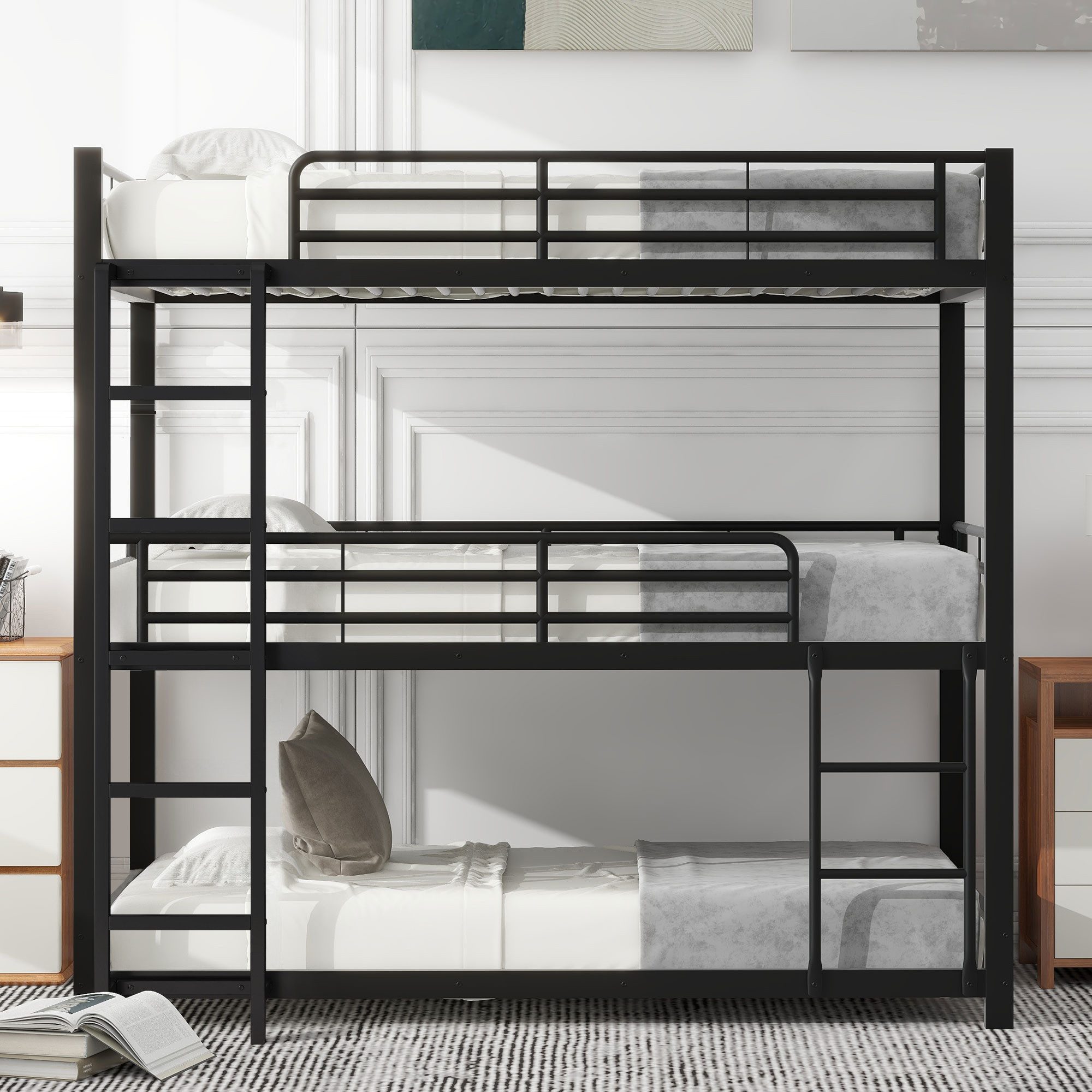 Flieks Etagenbett, Einzelbett Kinderbett Metallbett Dreierbett mit Lattenro günstig online kaufen