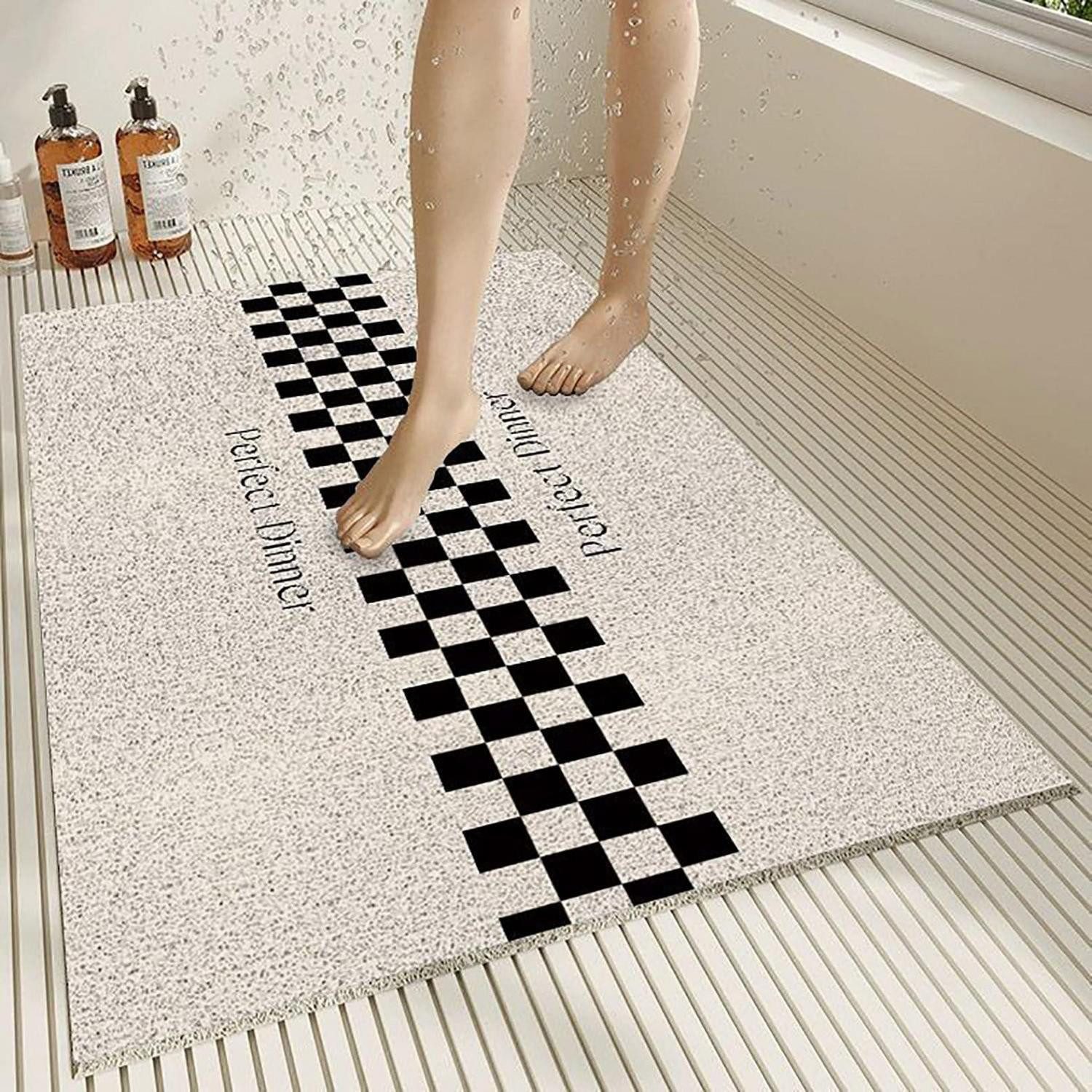 LuxusKollektion Duschmatte Badezimmermatte rutschfest 45x75cm, Höhe 30 mm, Ablaufloch, Kunststoff, quadratisch