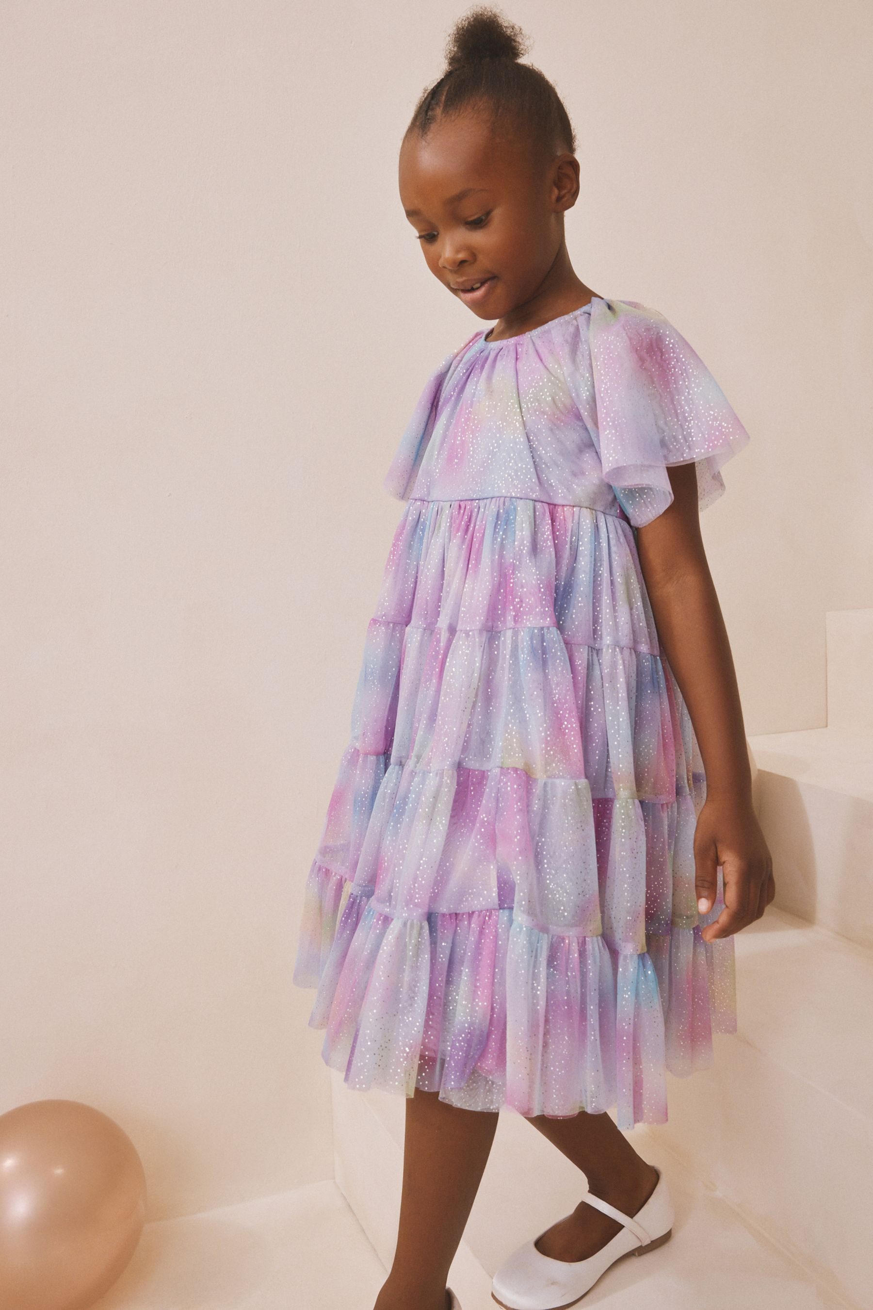 Next Partykleid Festliches, gestuftes Mesh-Kleid, Regenbogen (1-tlg)