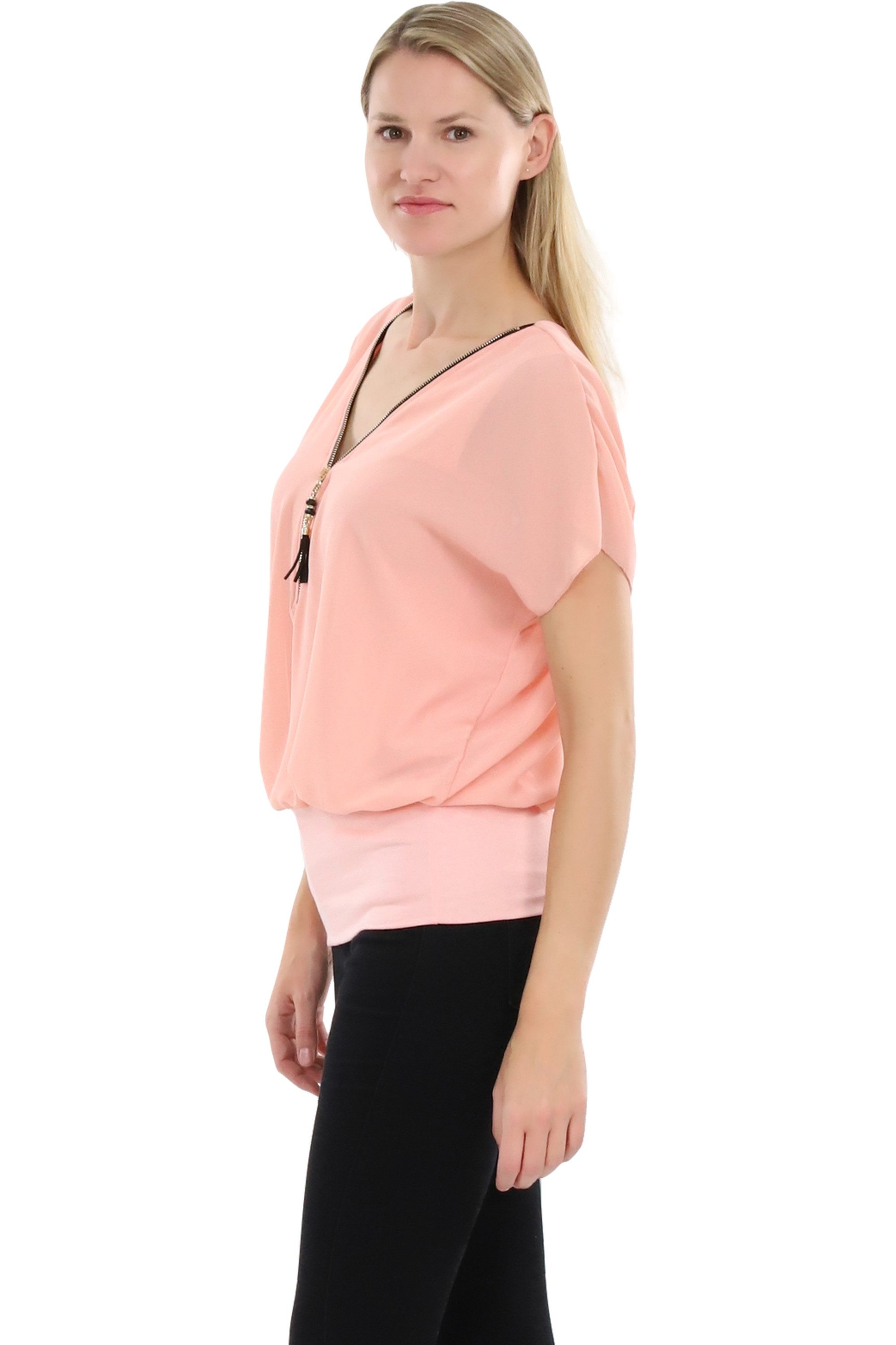 malito more than fashion Chiffonbluse malito Damen kurzarm Bluse im Flederm günstig online kaufen