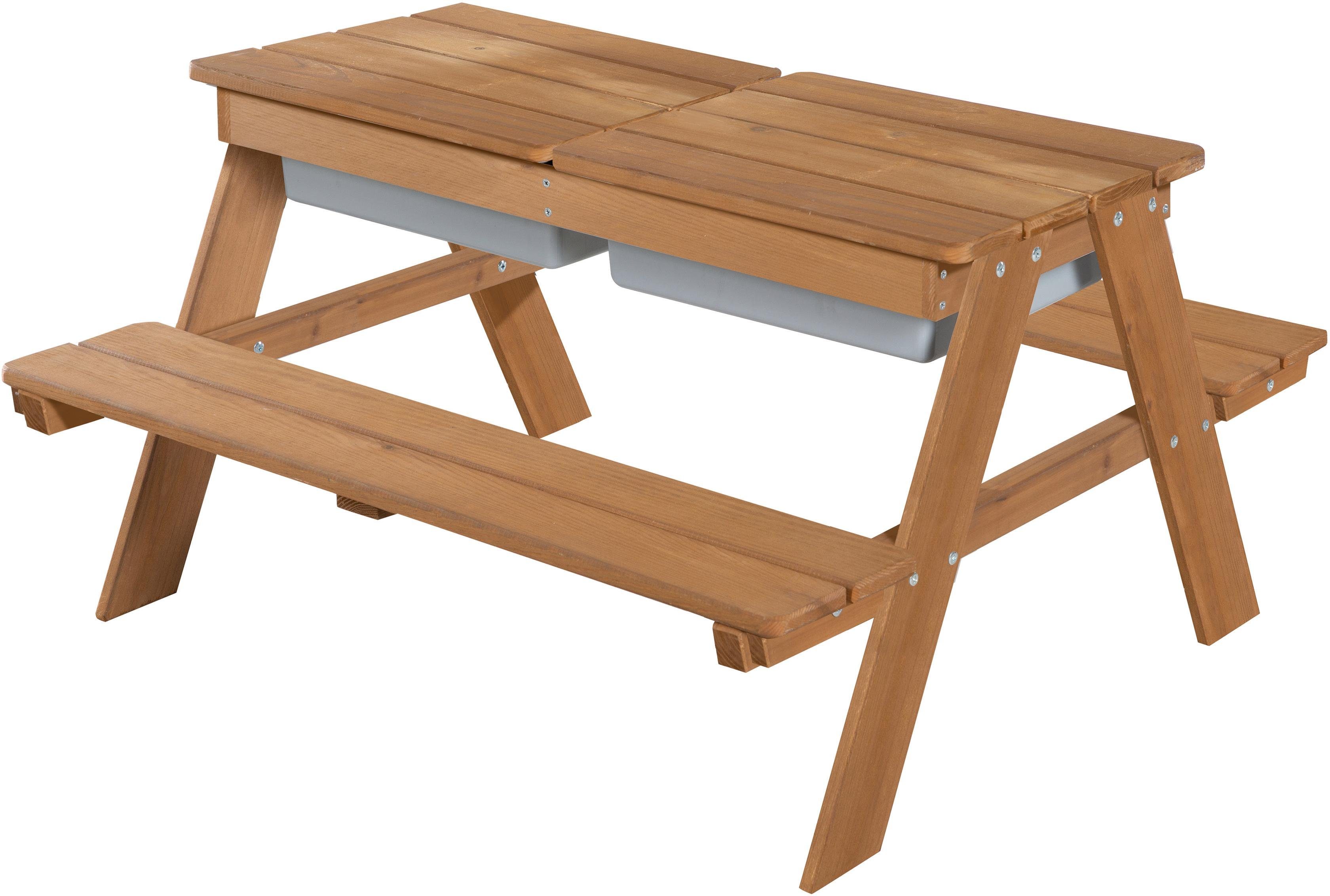 roba® Kindersitzgruppe Picknick for 4 Outdoor Deluxe mit Spielwannen, Teakholz-Optik, mit abgerundeten Ecken