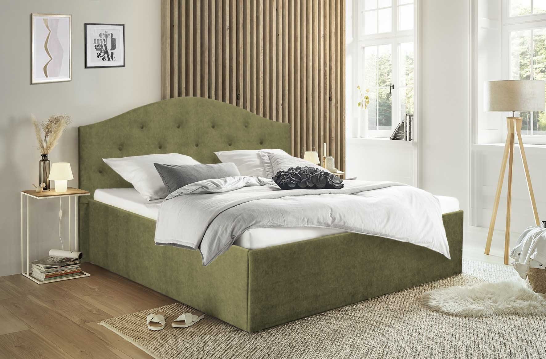Halmon Schlafkomfort Betten Polsterbett Oslo, ein Lattenrost ist bei der Ausführung mit Matratze erhältlich Khaki