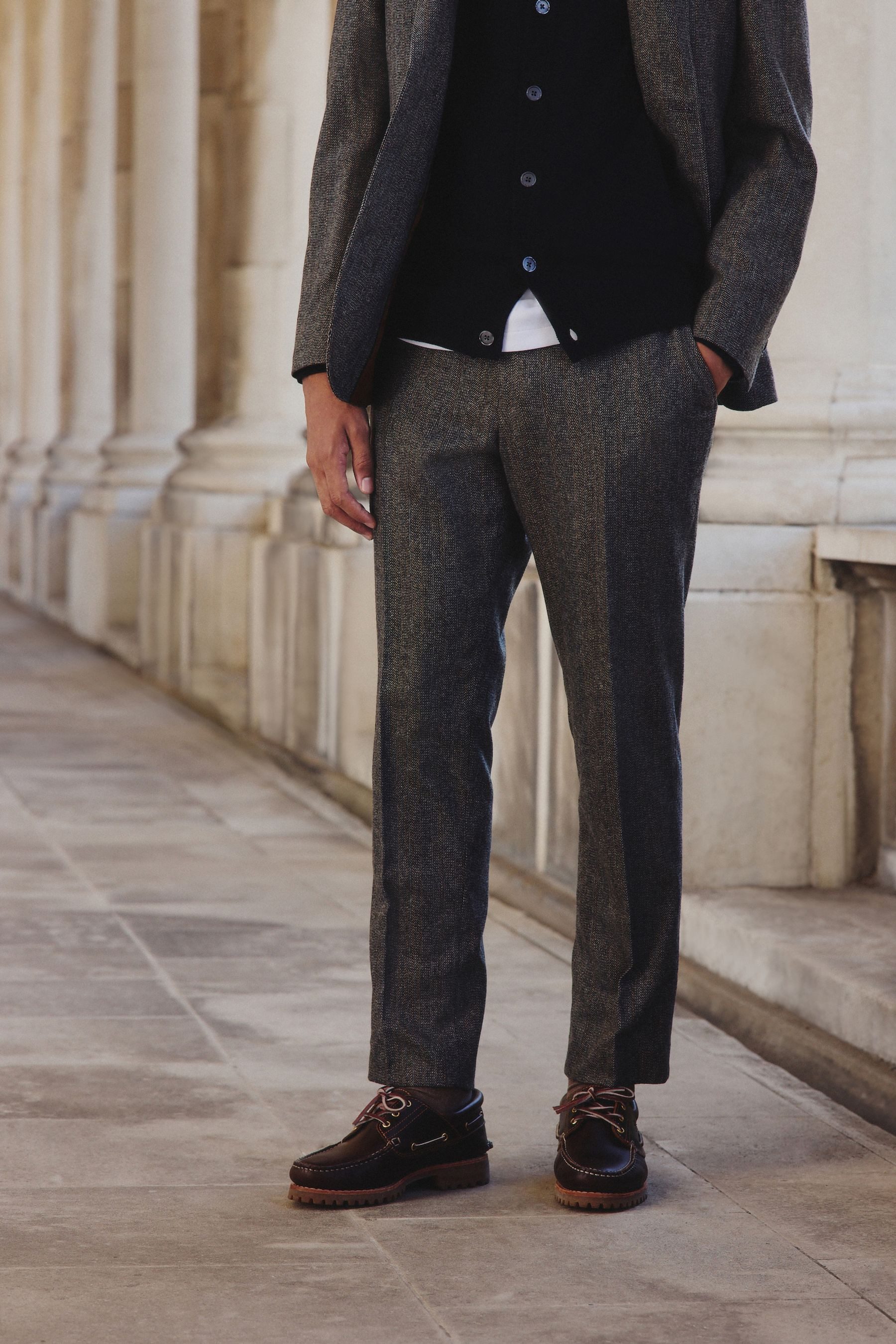 Next Anzughose Slim Fit Anzughose mit Fischgrätstreifen (1-tlg)