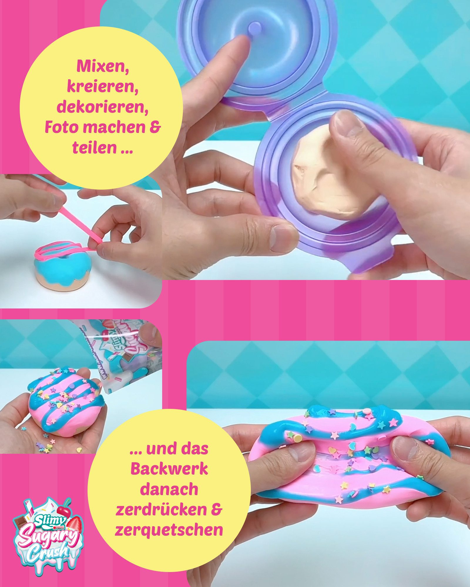 Slimy® Knetform-Set Sugary Crush - Dooonuts (1-tlg), Slime und Knete Kreativ-Set zum selber Mischen, Formen und Dekorieren