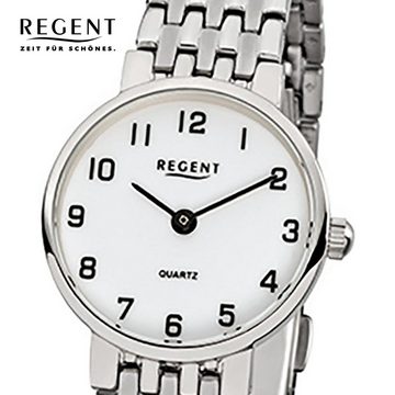 Regent Quarzuhr Regent Damen-Armbanduhr silber Analog F-609, (Analoguhr), Damen Armbanduhr rund, klein (ca. 24mm), Edelstahlarmband