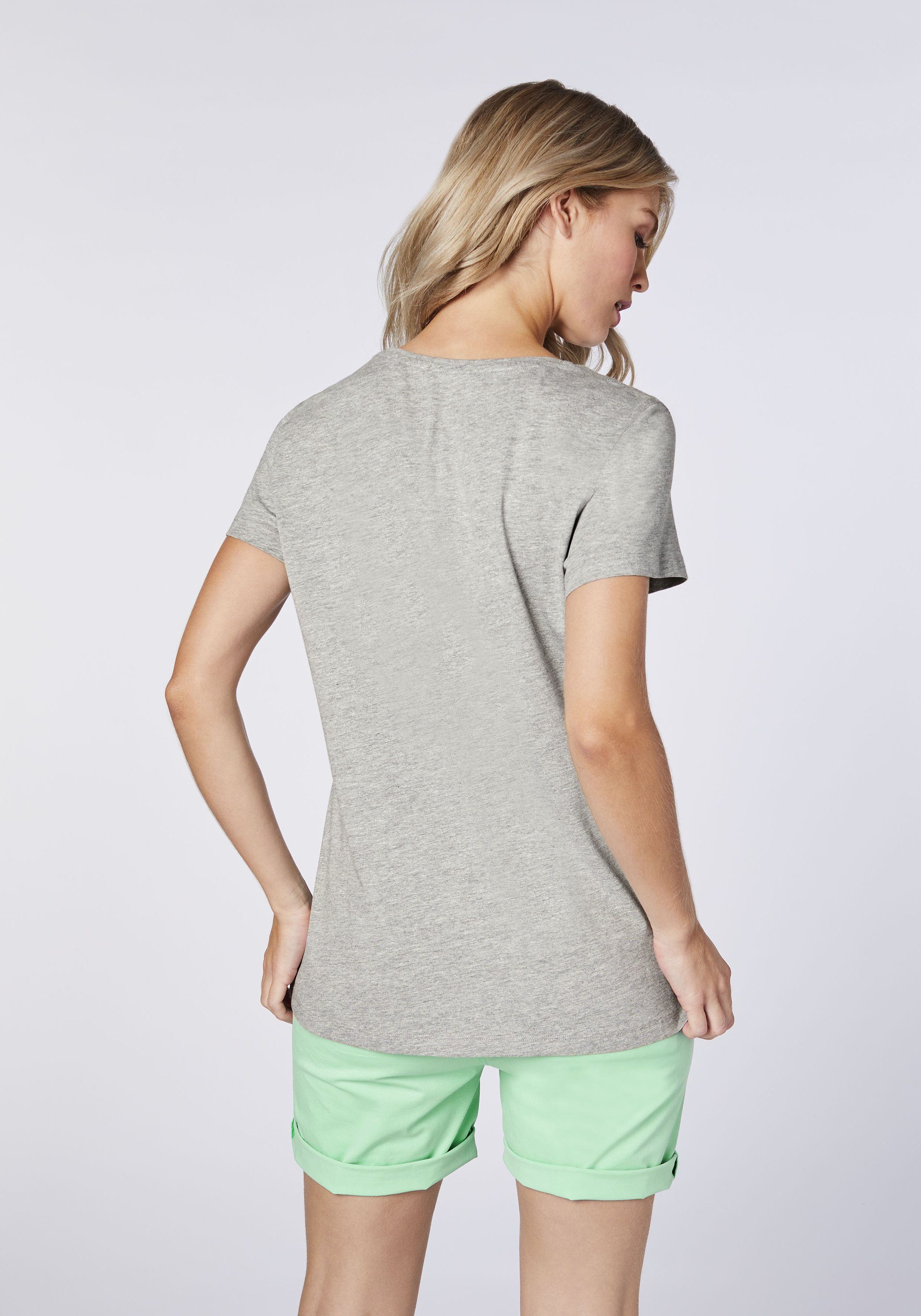 mit Medium Frontprint Grey/Pink farbenfrohem T-Shirt 1 Print-Shirt Chiemsee