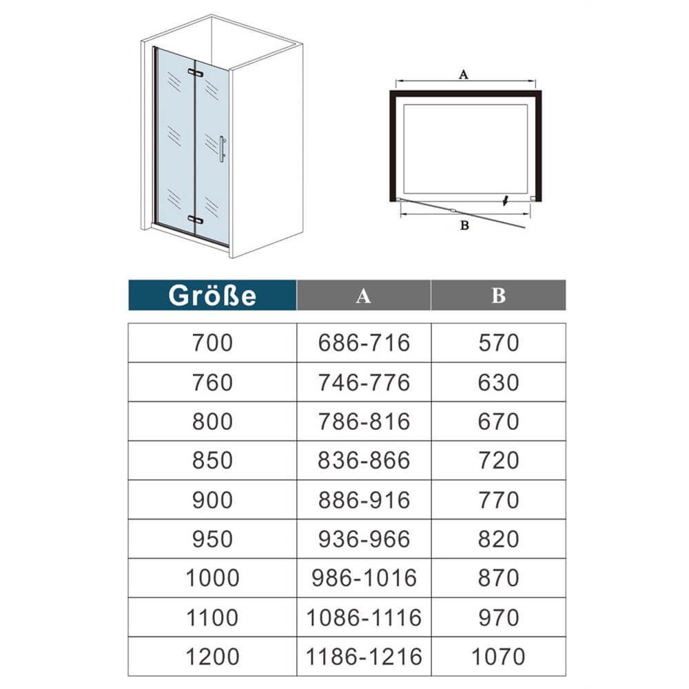 duschspa Dusch-Falttür 195cm Nano Glas Nischentür günstig online kaufen