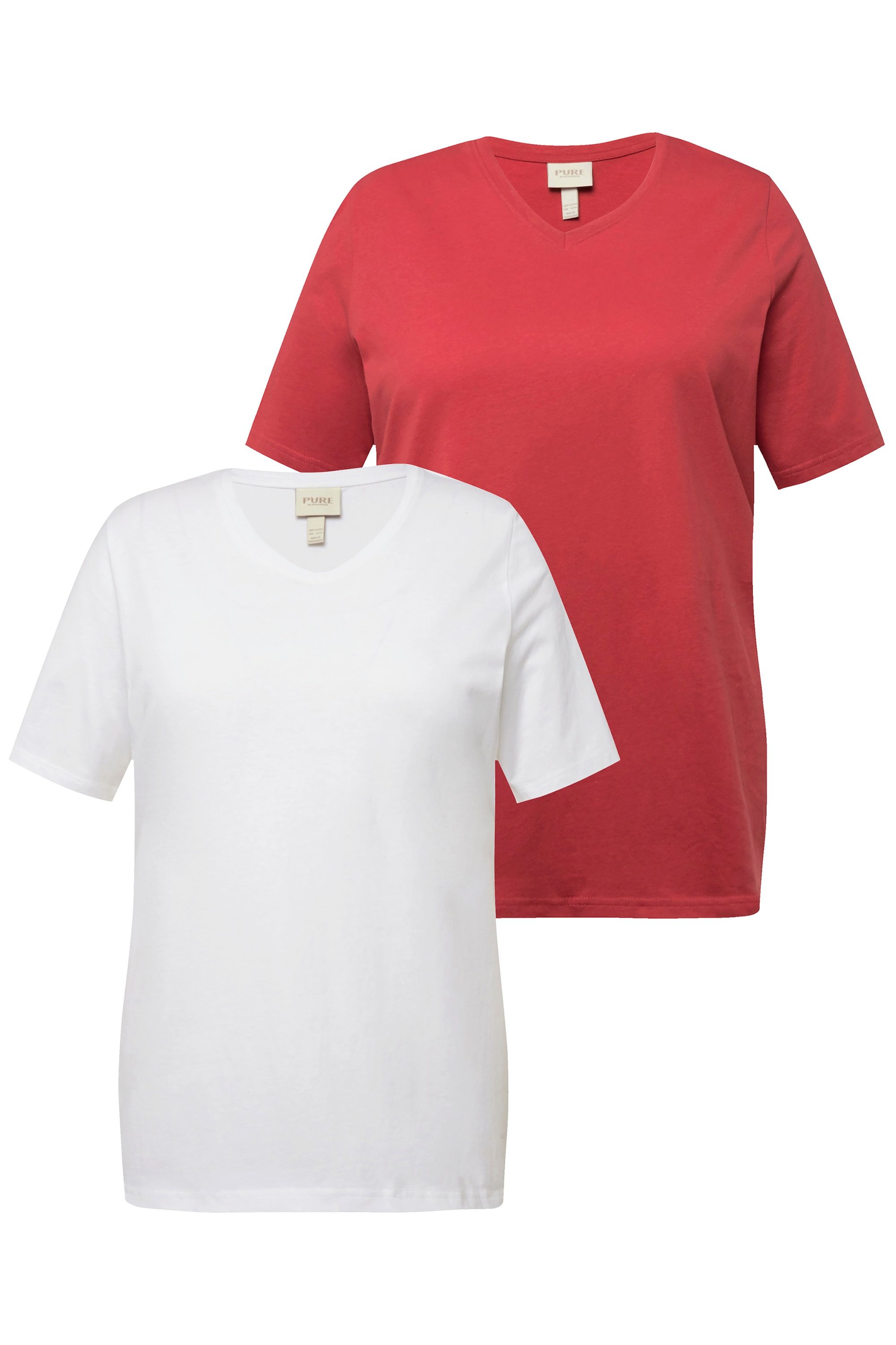 Ulla Popken T-Shirt T-Shirts 2er-Pack V-Ausschnitt Halbarm (2-tlg) günstig online kaufen