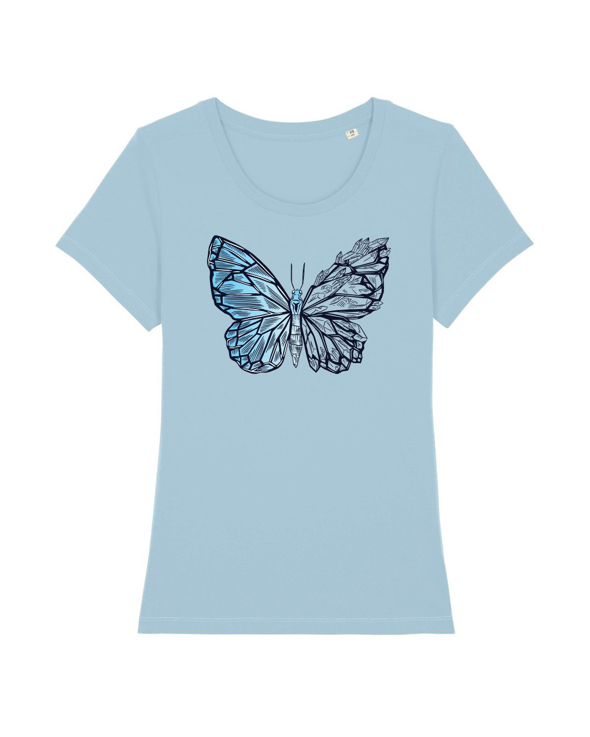 wat? Apparel Print-Shirt Crystal Butterfly (1-tlg) hellblau