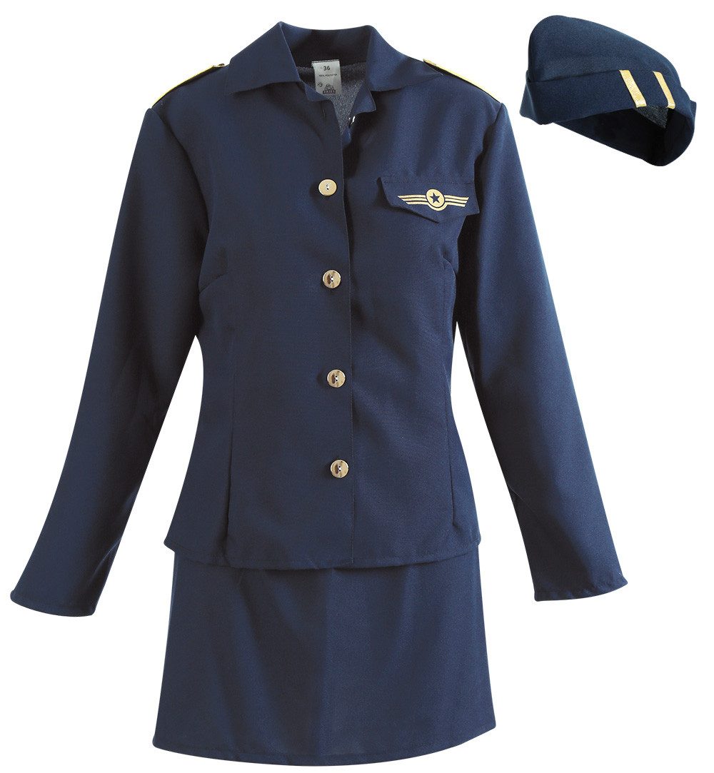 Fries Kostüm Stewardess Kostüm Jacke mit Rock und Schiffchen Karneval Fasch günstig online kaufen